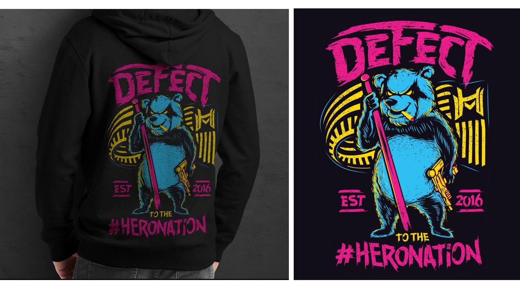 Hoodie design with a panda on the back