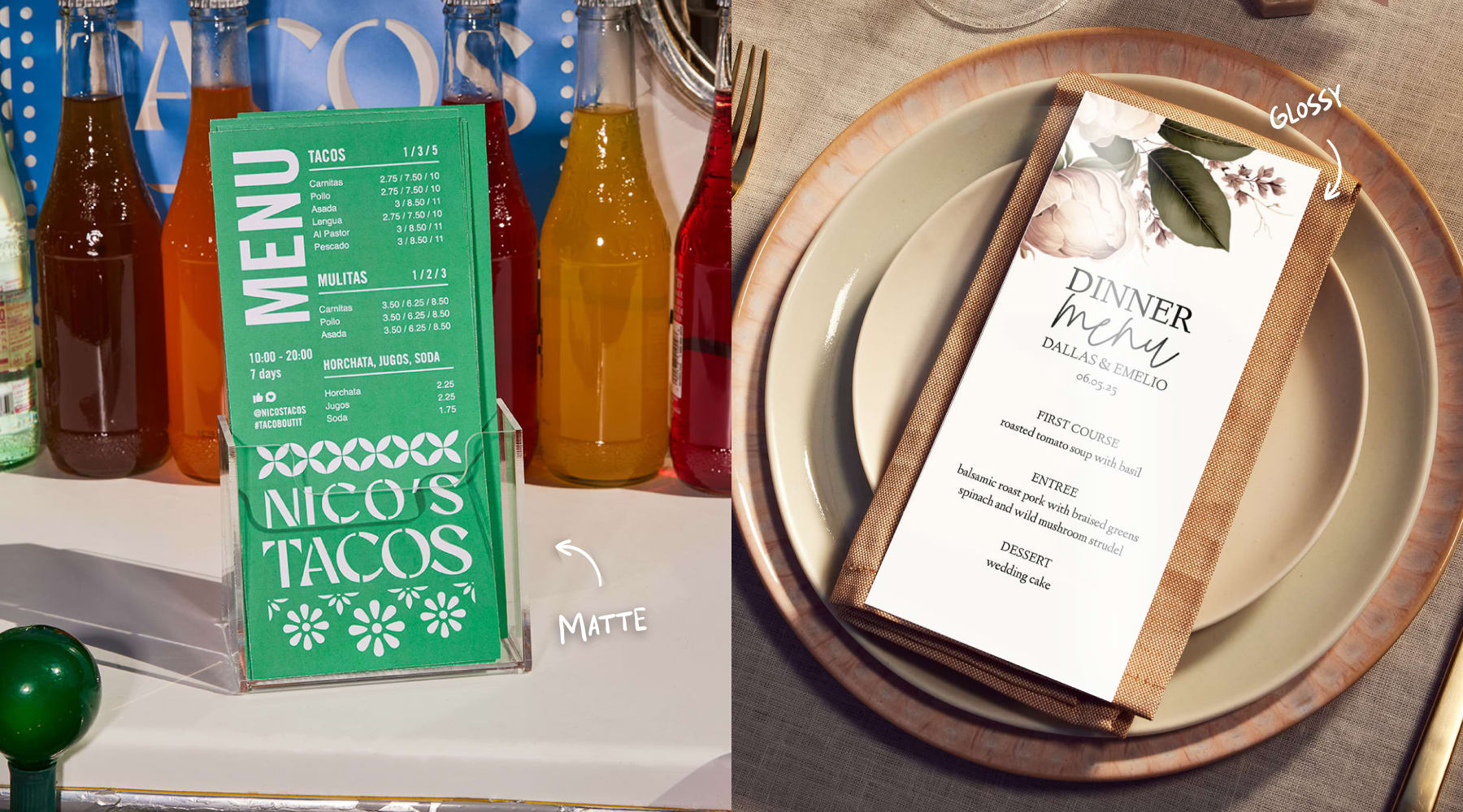 Matte vs glossy menus