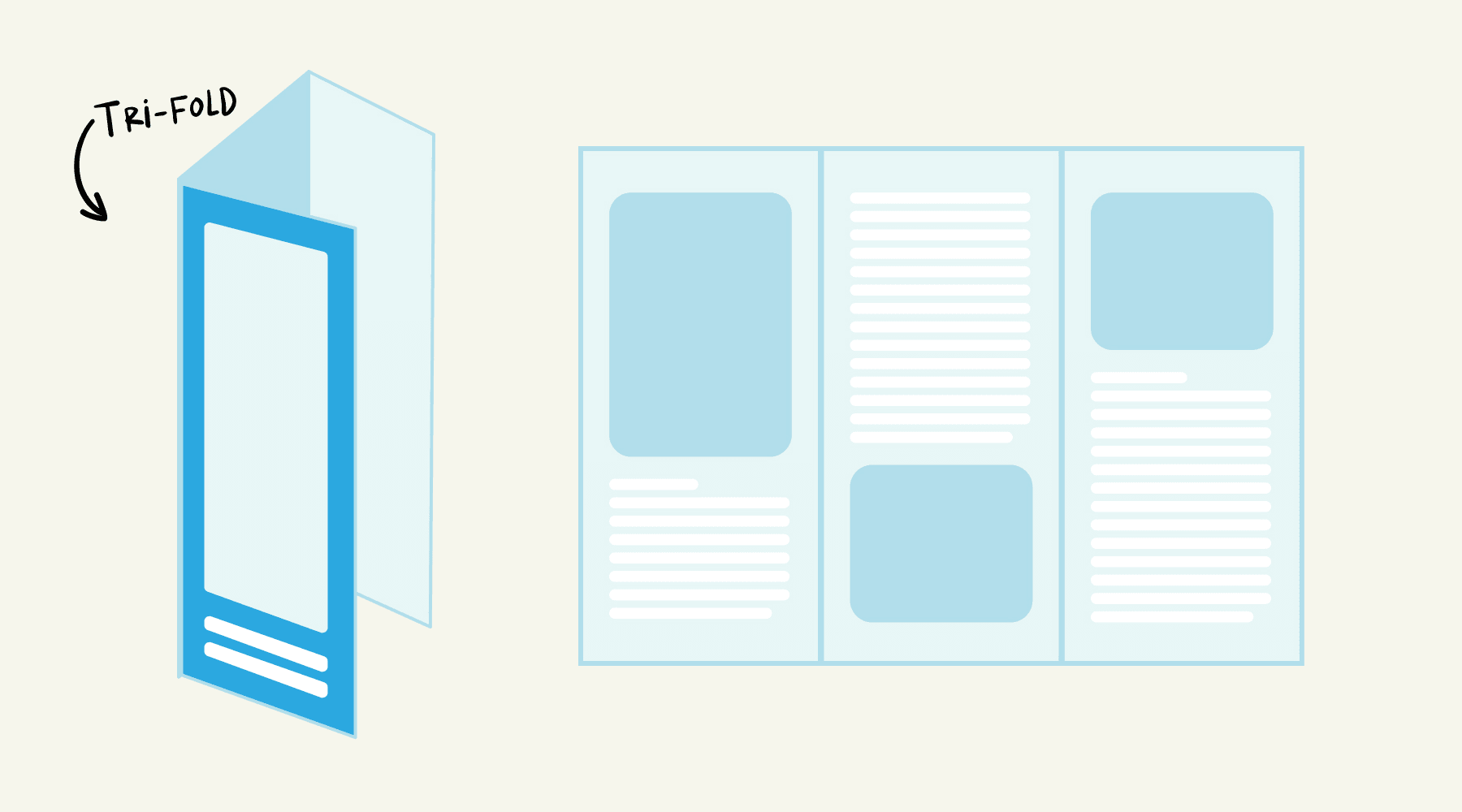 Tri-fold folded leaflet mock-up