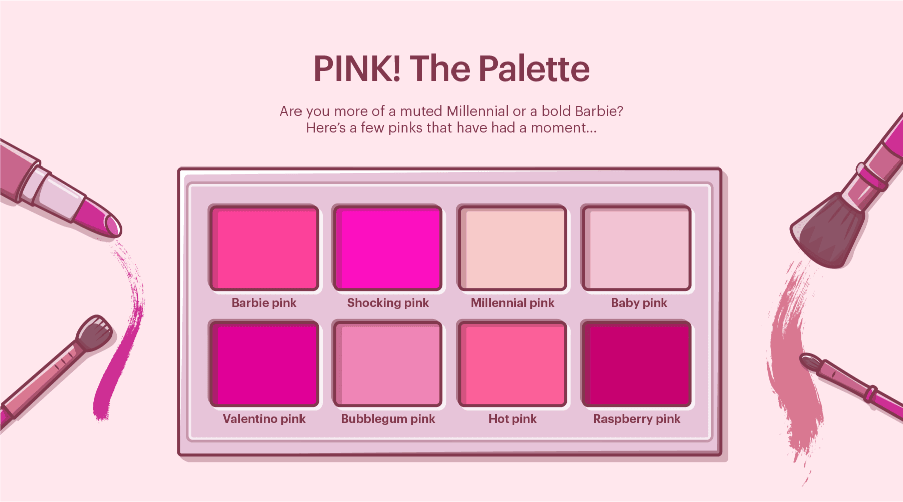 Different pinks infographic VistaPrint design services