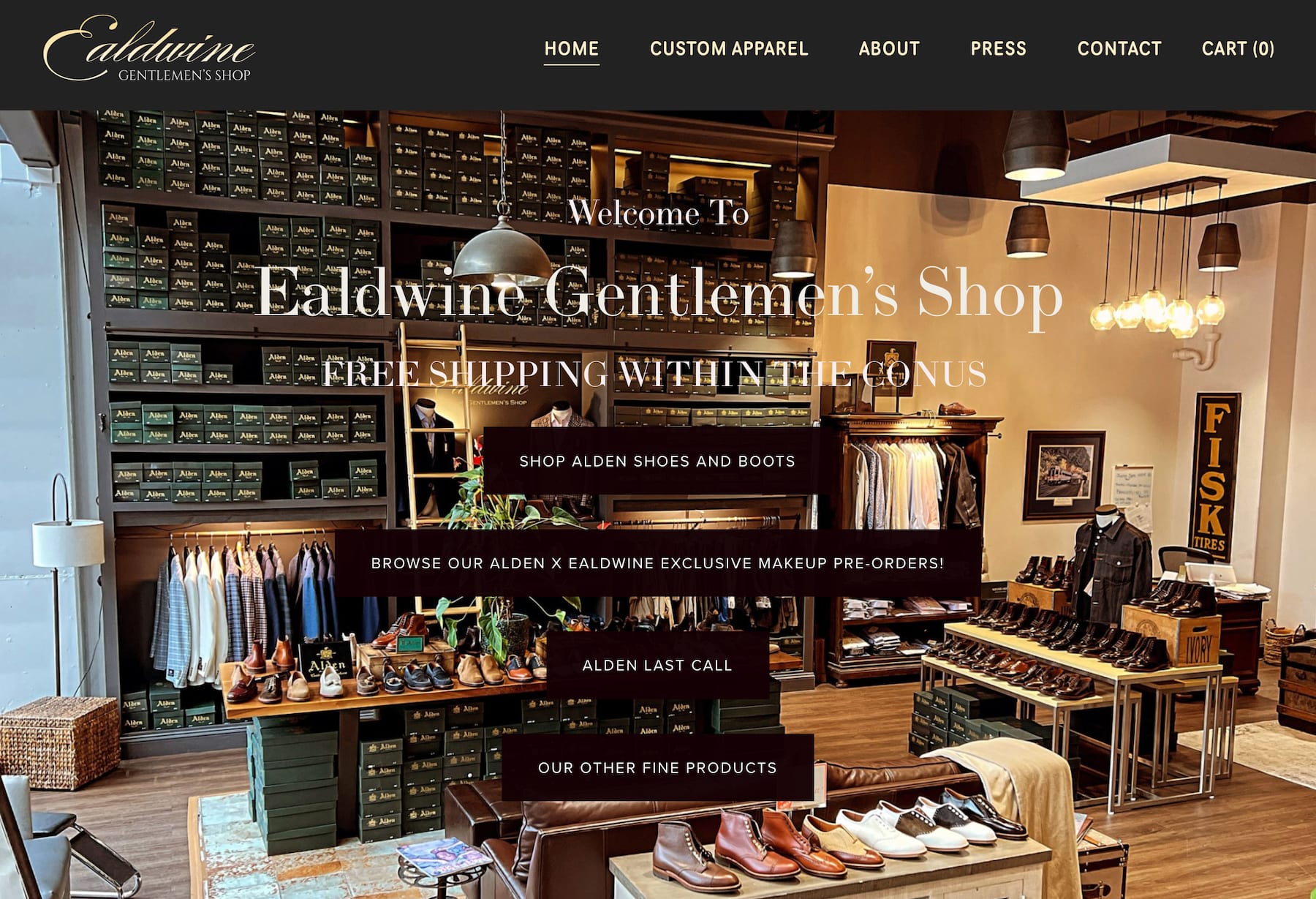 Single column website layout