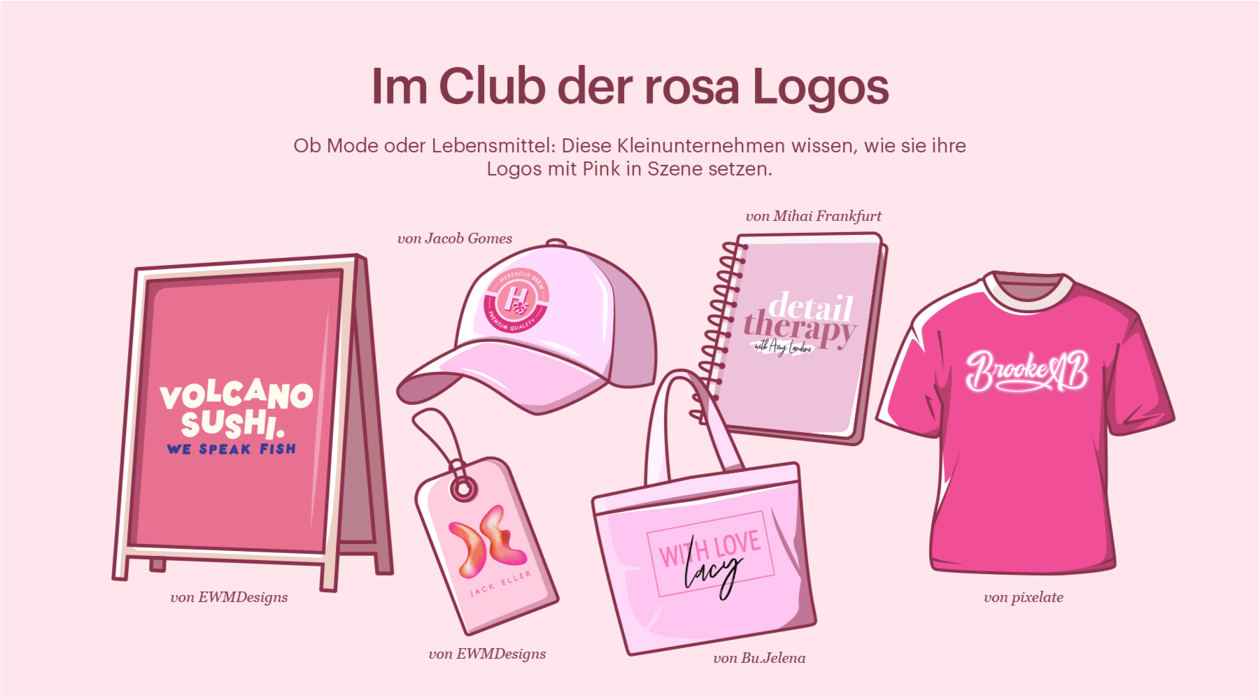 Rosafarbene Logodesigns des Designservices 99designs von Vista