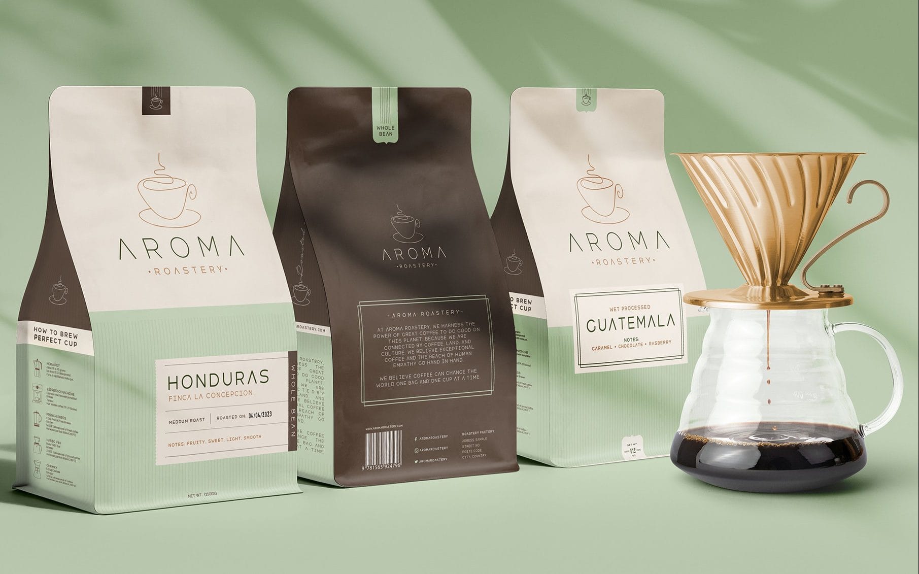 Feines serifenloses Schriftartdesign für eine Kaffeemarke