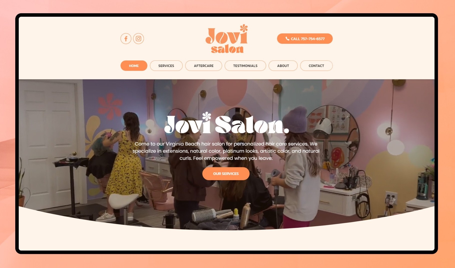 Wix website design for a salon