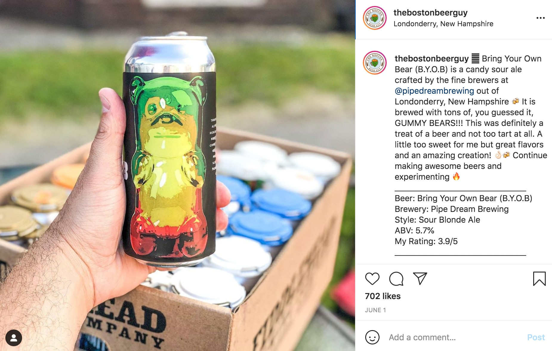 An Instagram post by The Boston Beer Guy.