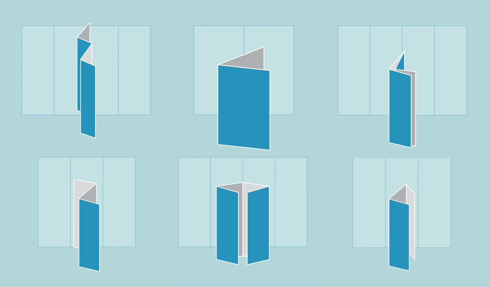 Graphic showing the different leaflet fold types