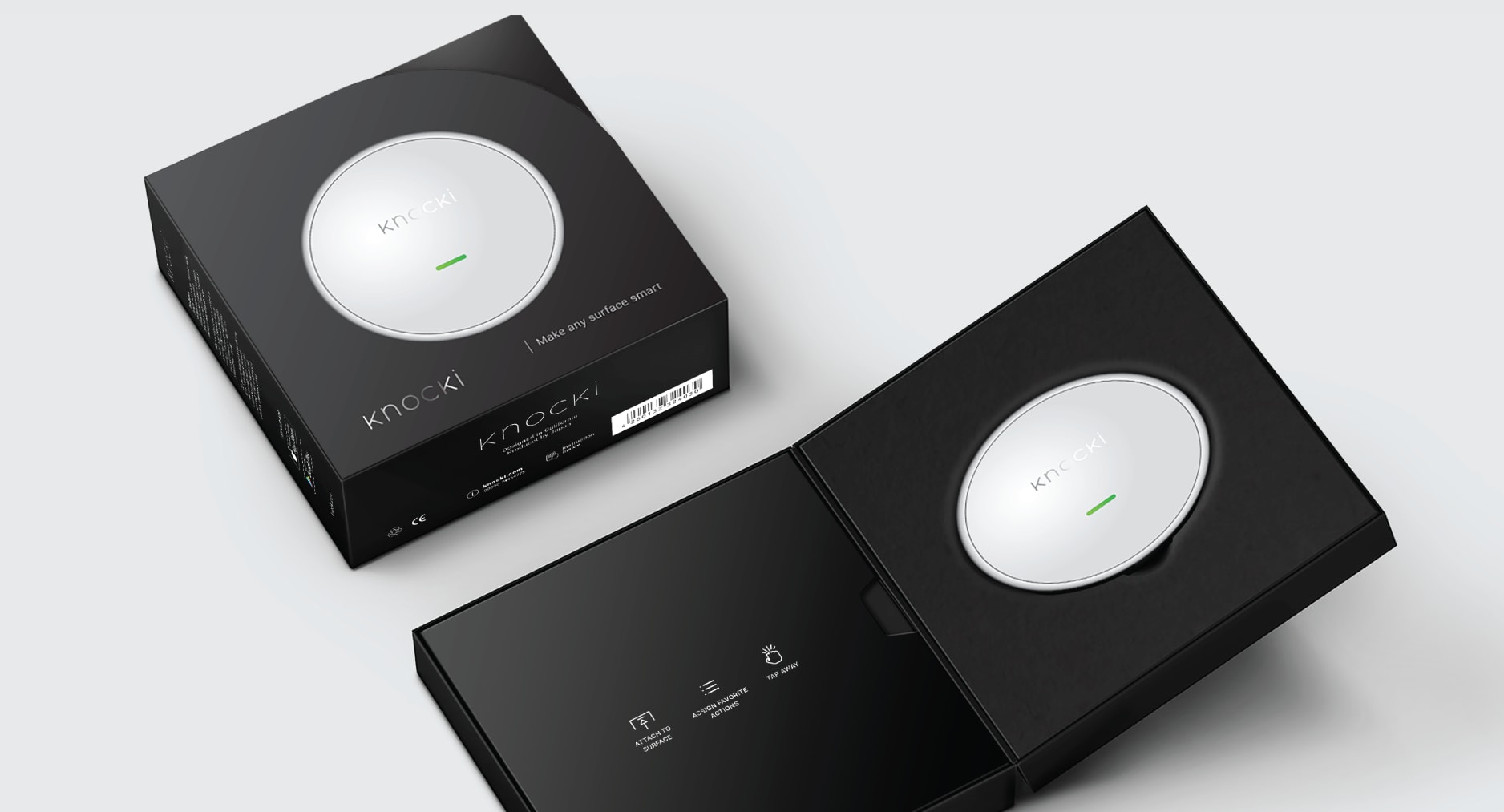 Tendance de packaging 2026 Minimalisme industriel illustrée par des boîtes en carton utilisant des formes simples et des couleurs monochromes.