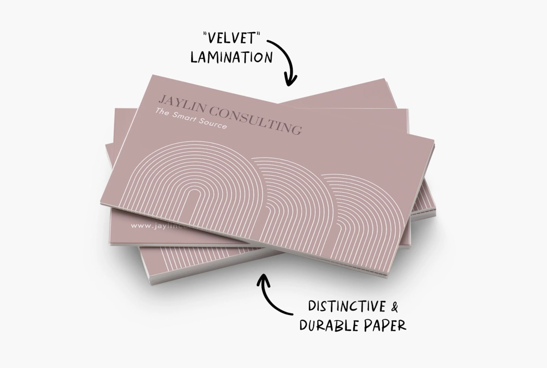 Business card that uses soft touch business card paper stock