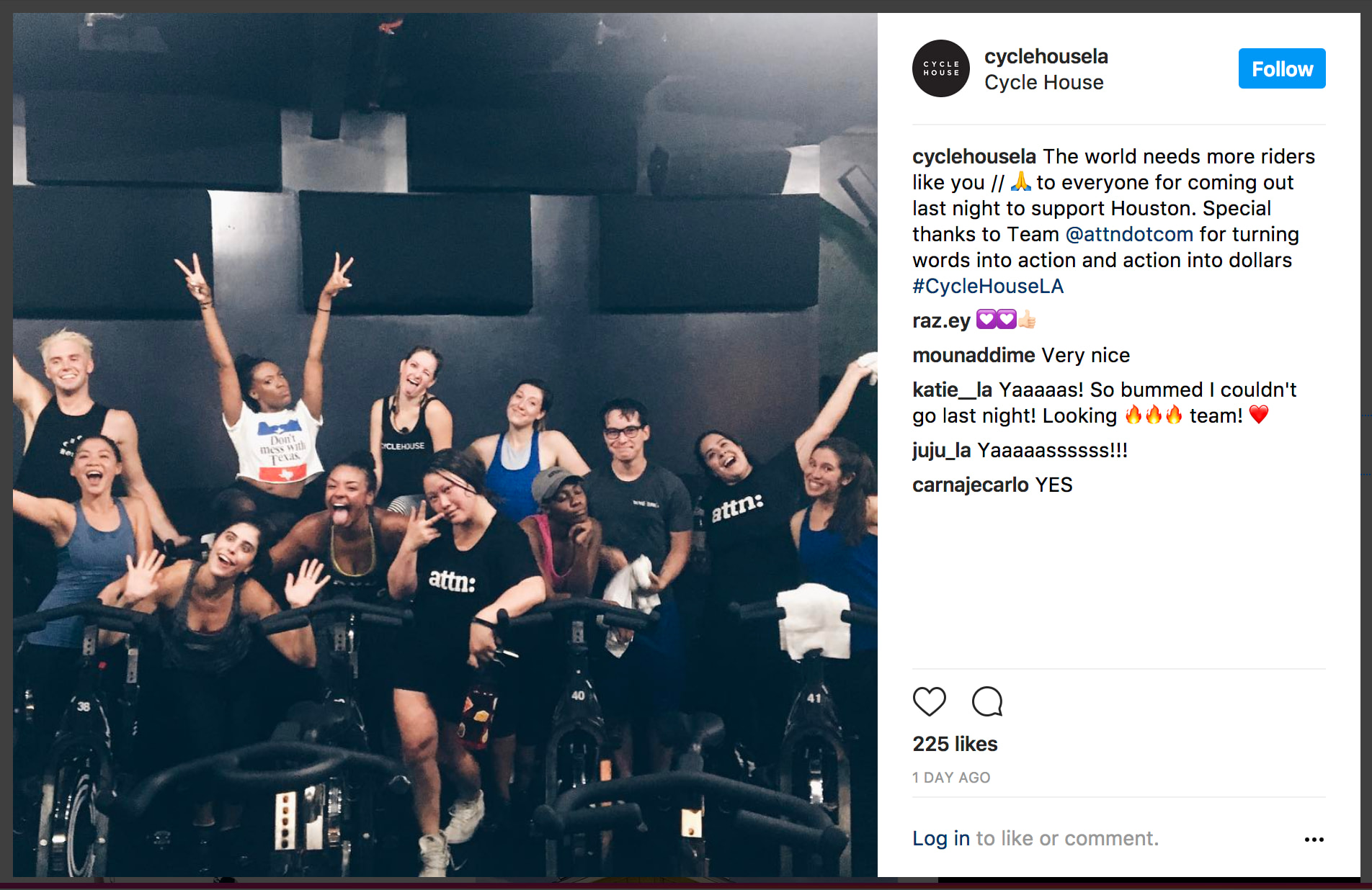 CycleHouseLA Instagram profile