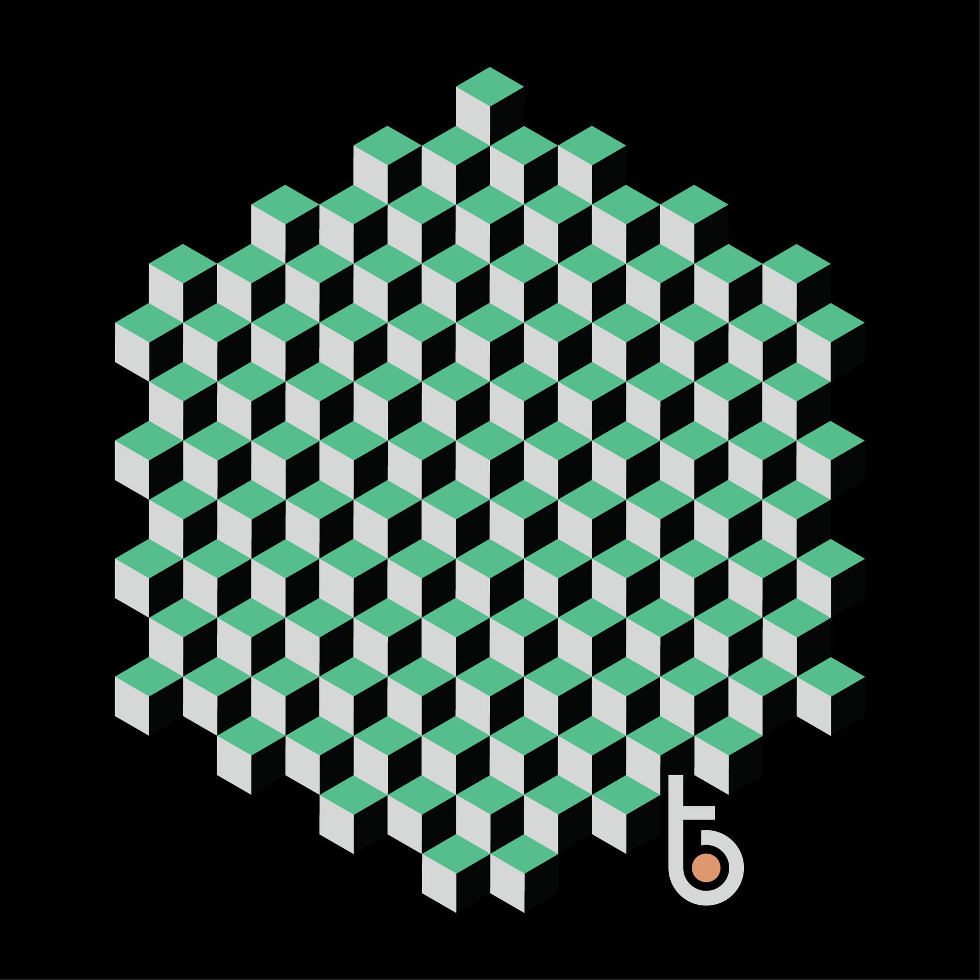 A branded T-shirt design with an optical illusion