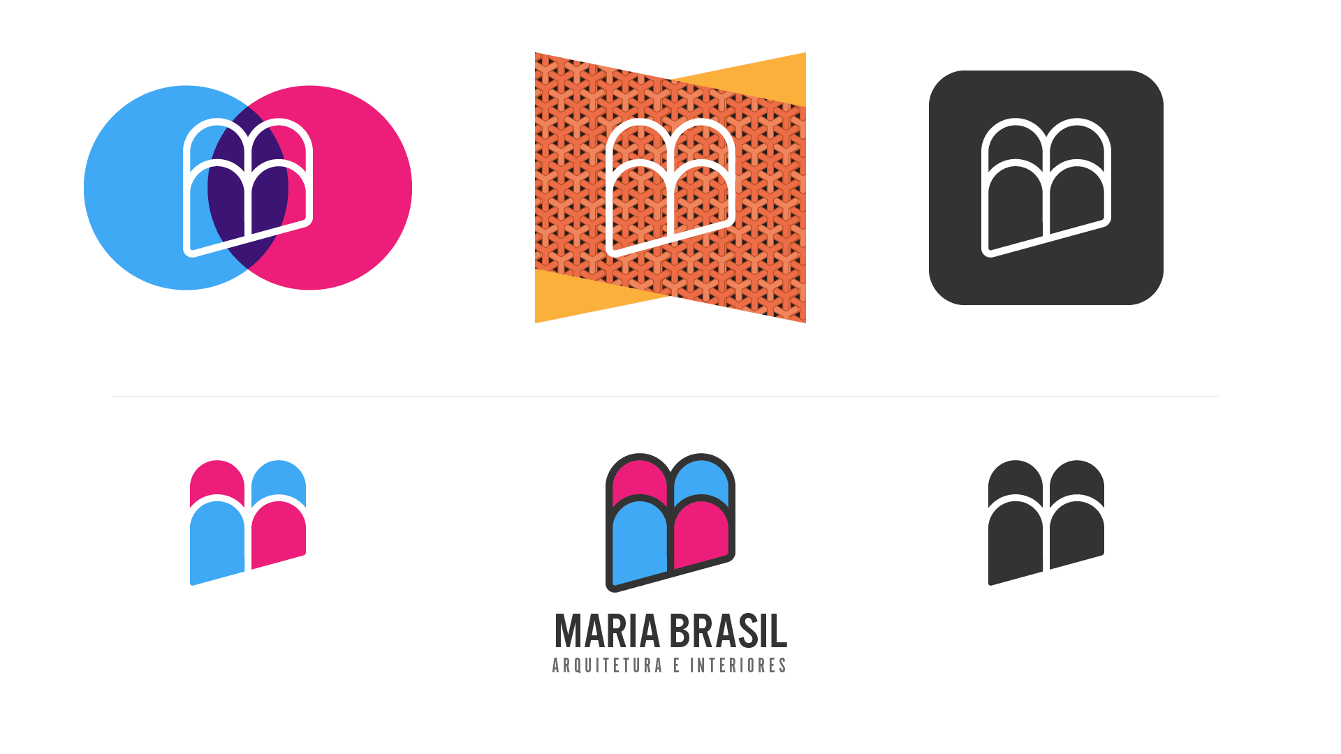 Six unique versions of a geometric logo