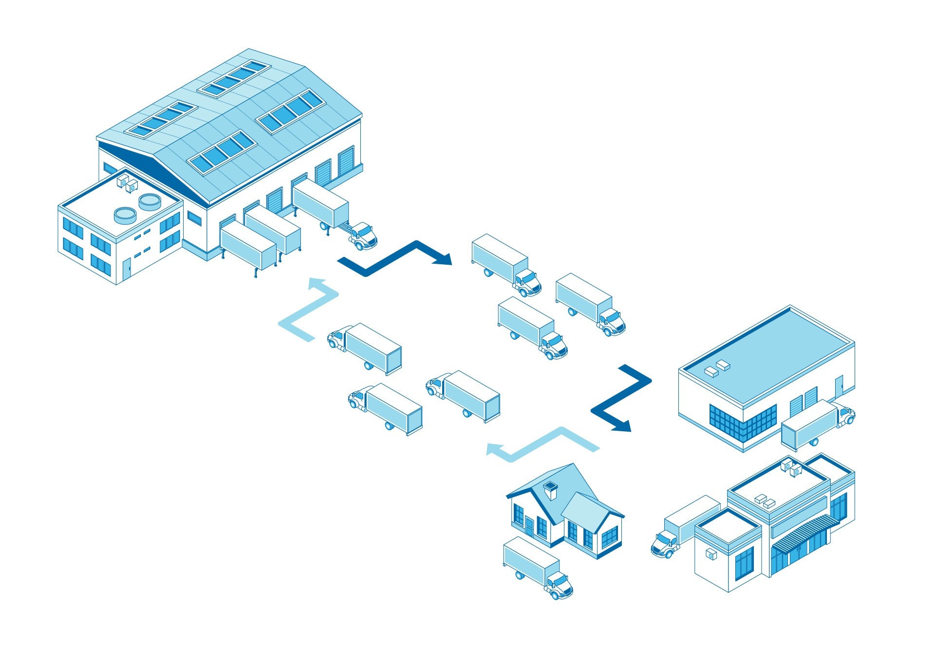 Isometric diagram process illustration of warehouse shipping