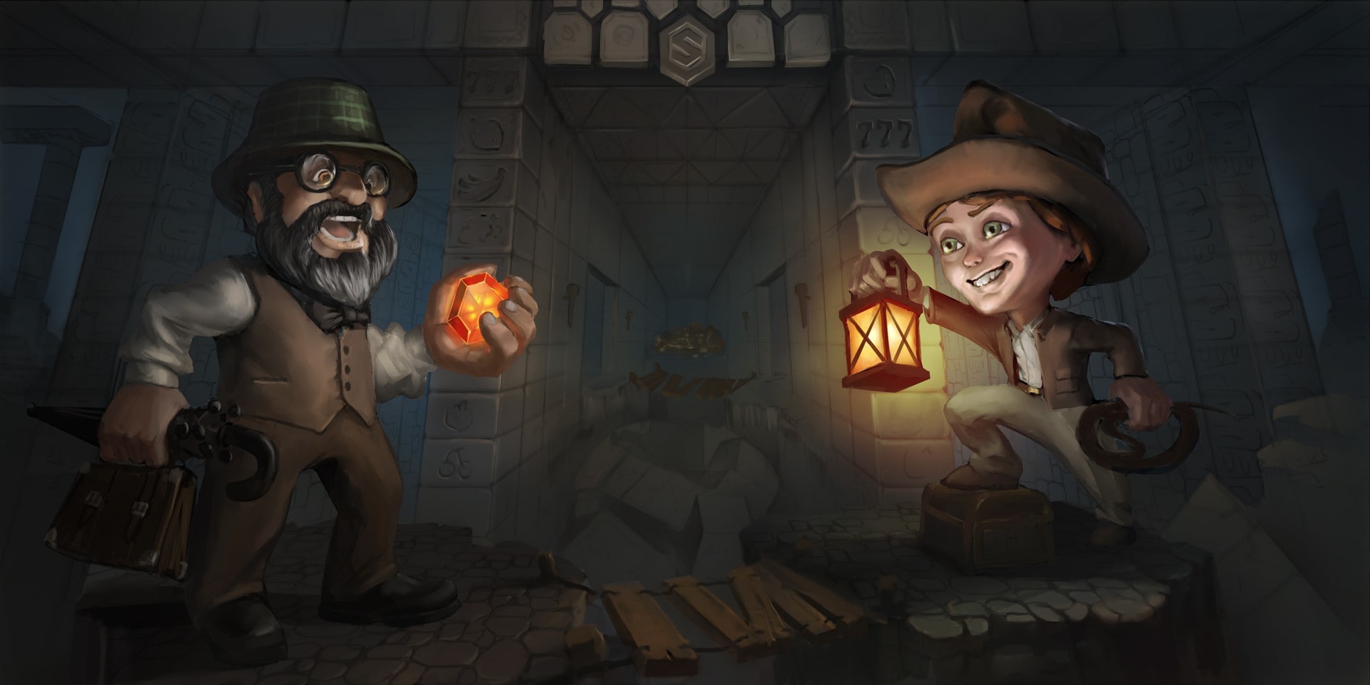 treasure hunters in the secret chamber