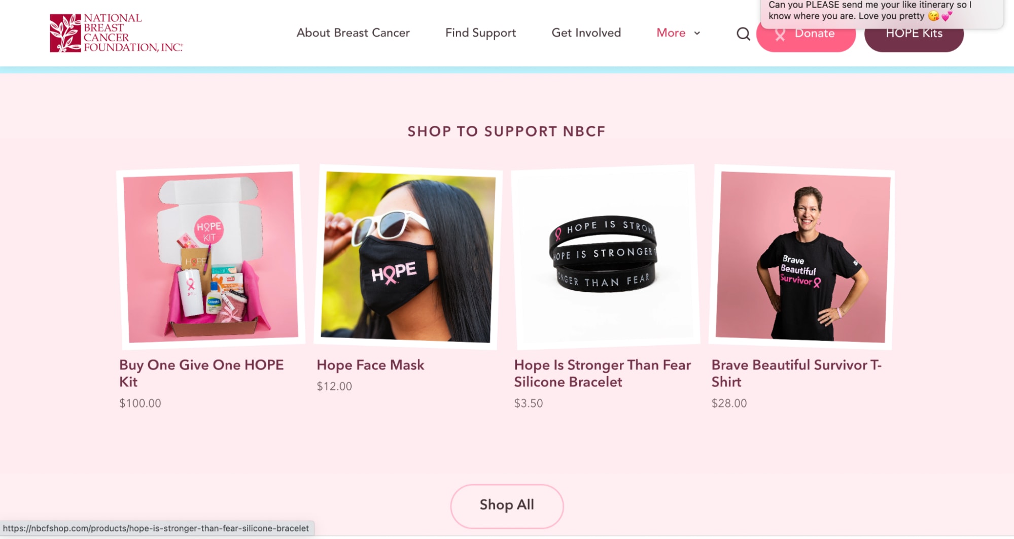The National Breast Cancer Foundation’s shop