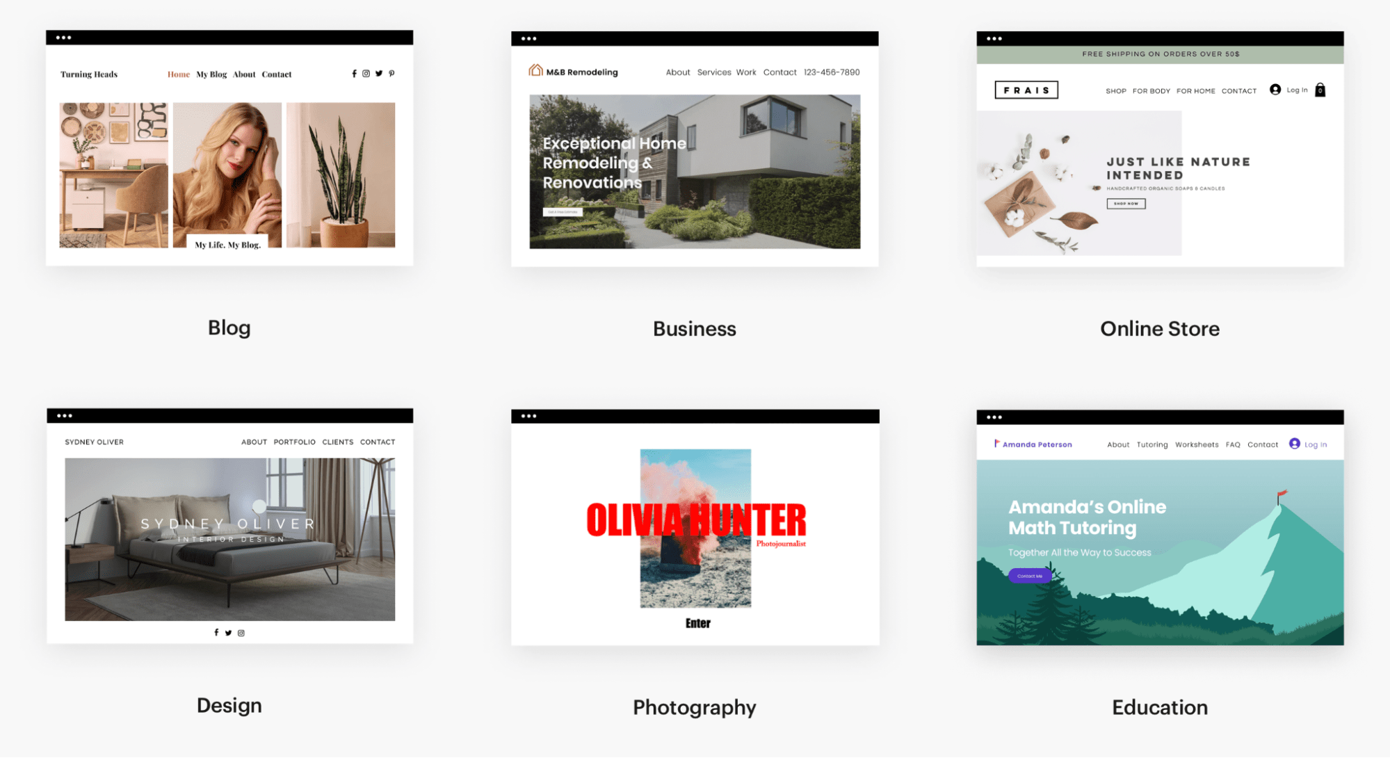 Website templates by Websites by Vista x Wix