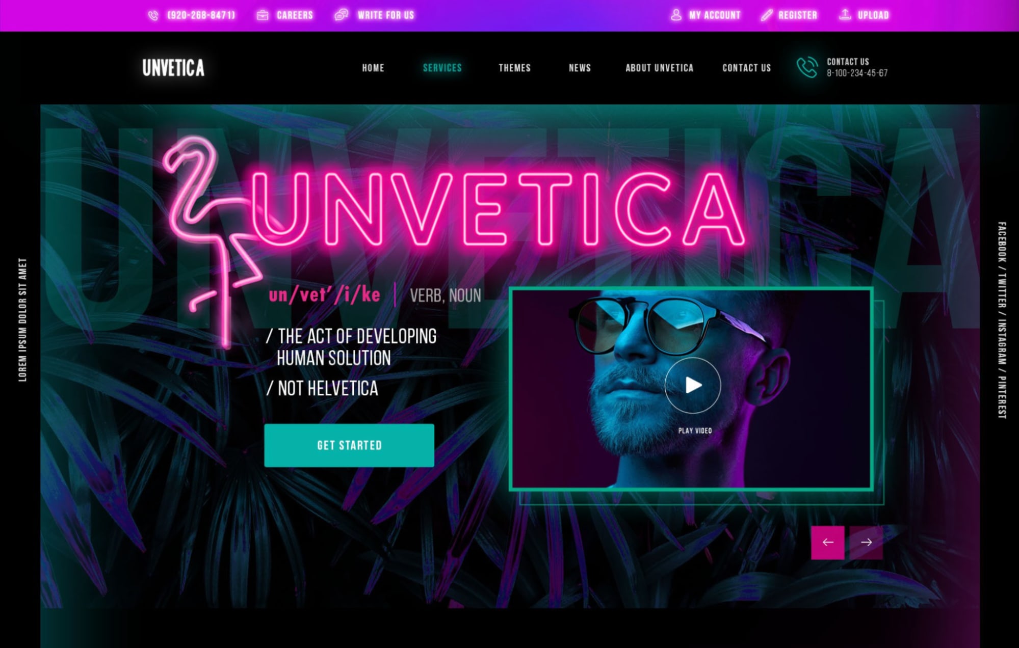 Website redesign that uses neon pinks and bold gradients