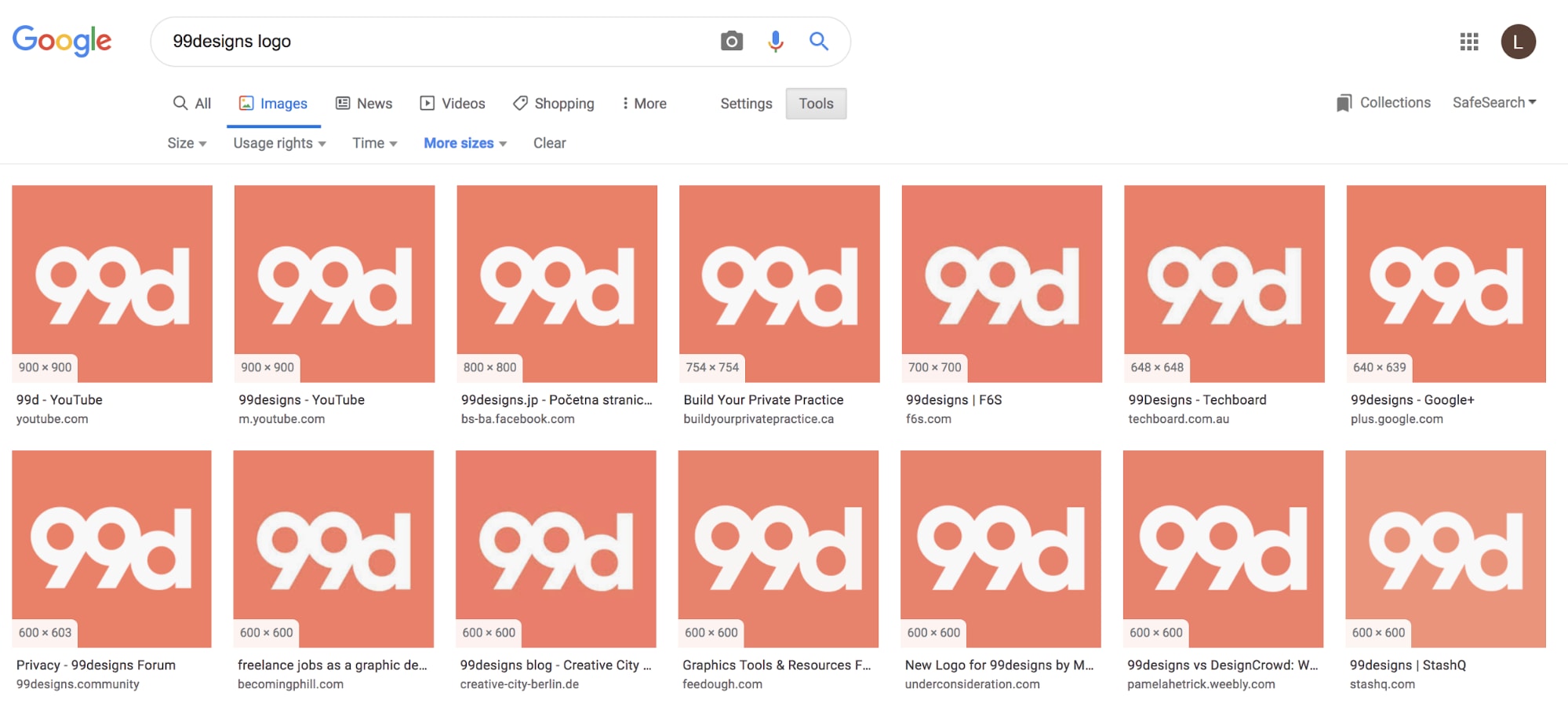 99designs logo on Google Image Recognition