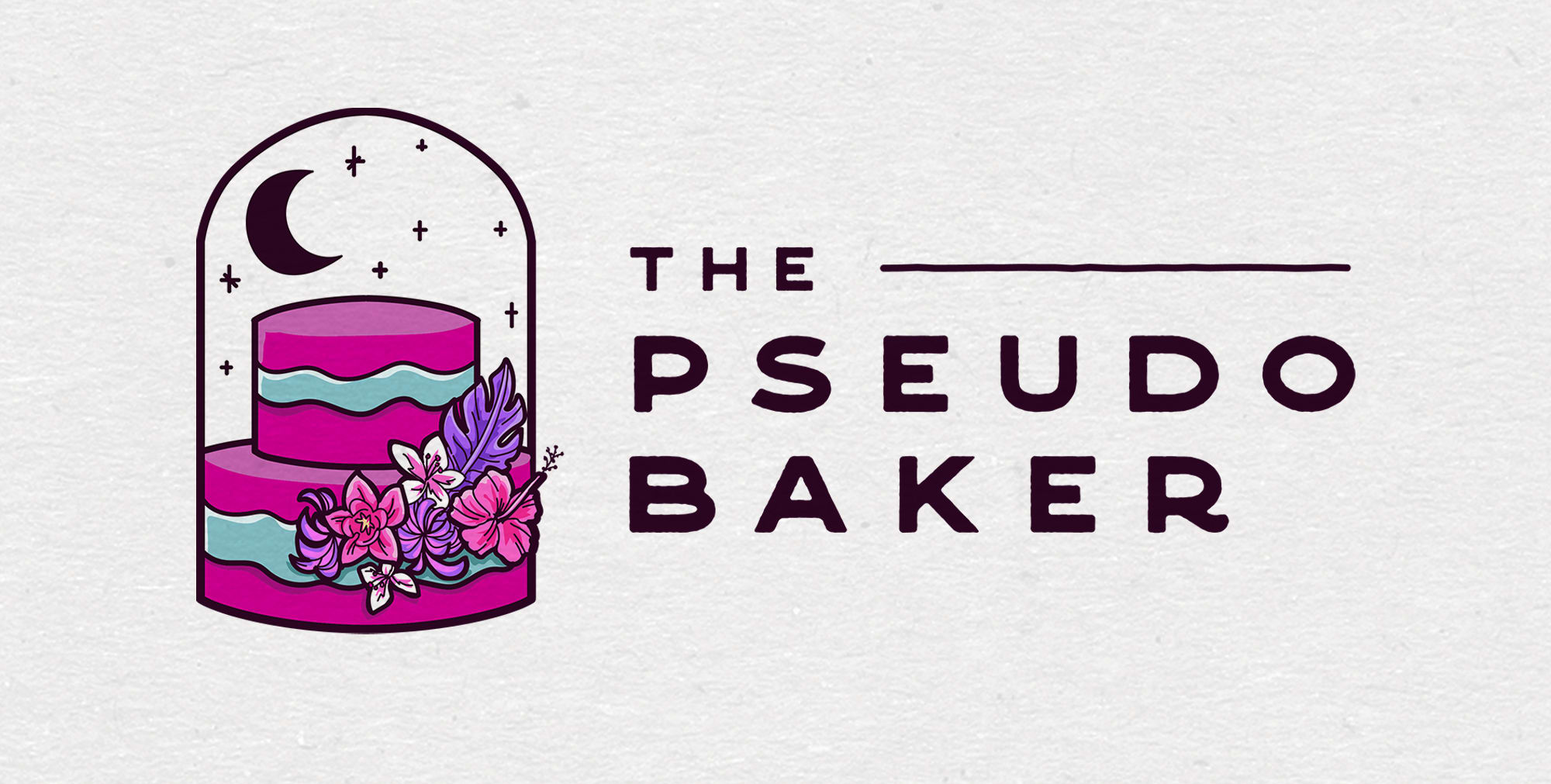Design de logo présentant un gâteau dans des tons de violet et de rose