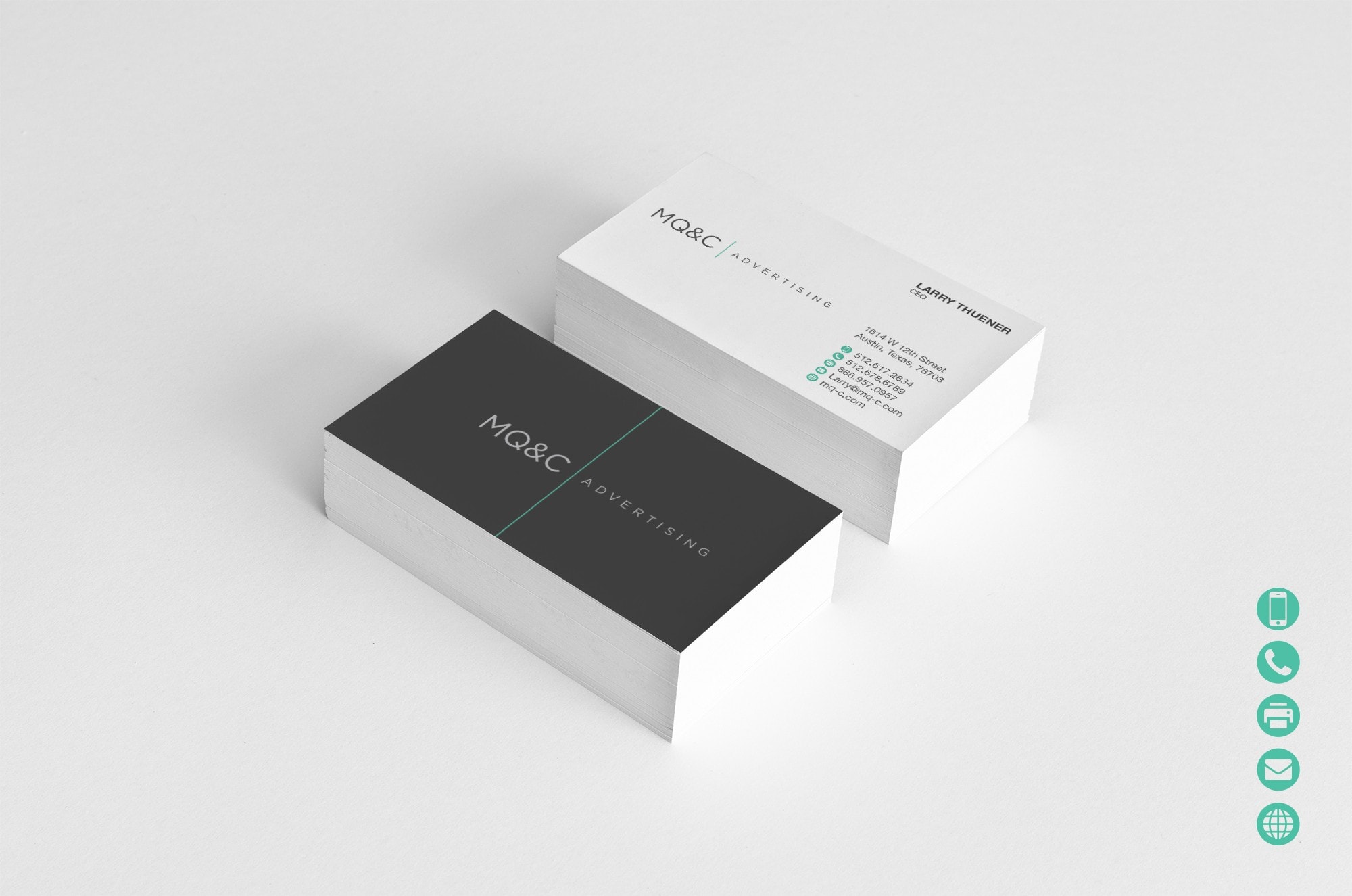 Brand messaging in business card design.