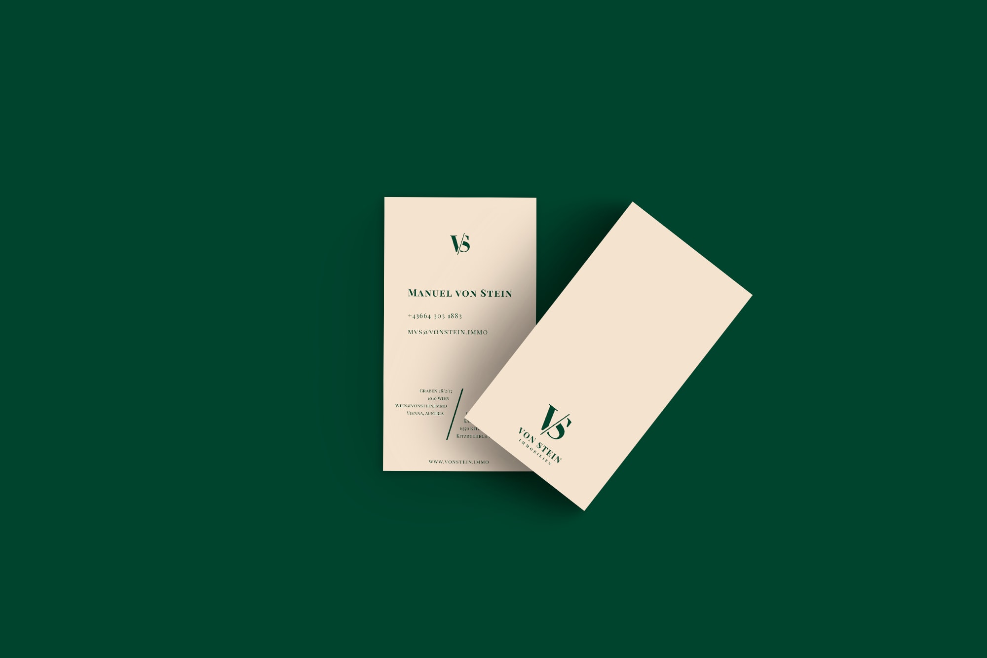 Real estate business card with bold green color palette