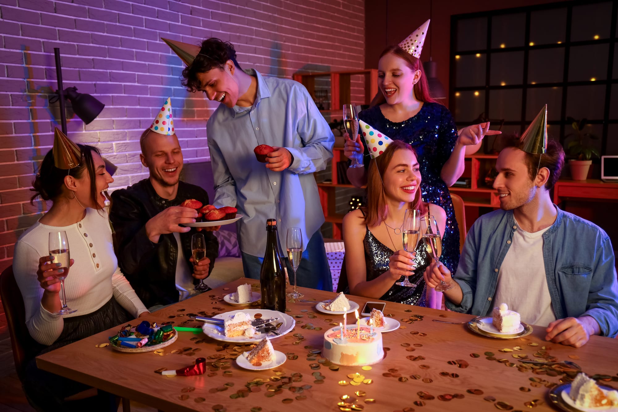 Young adults at a birthday party