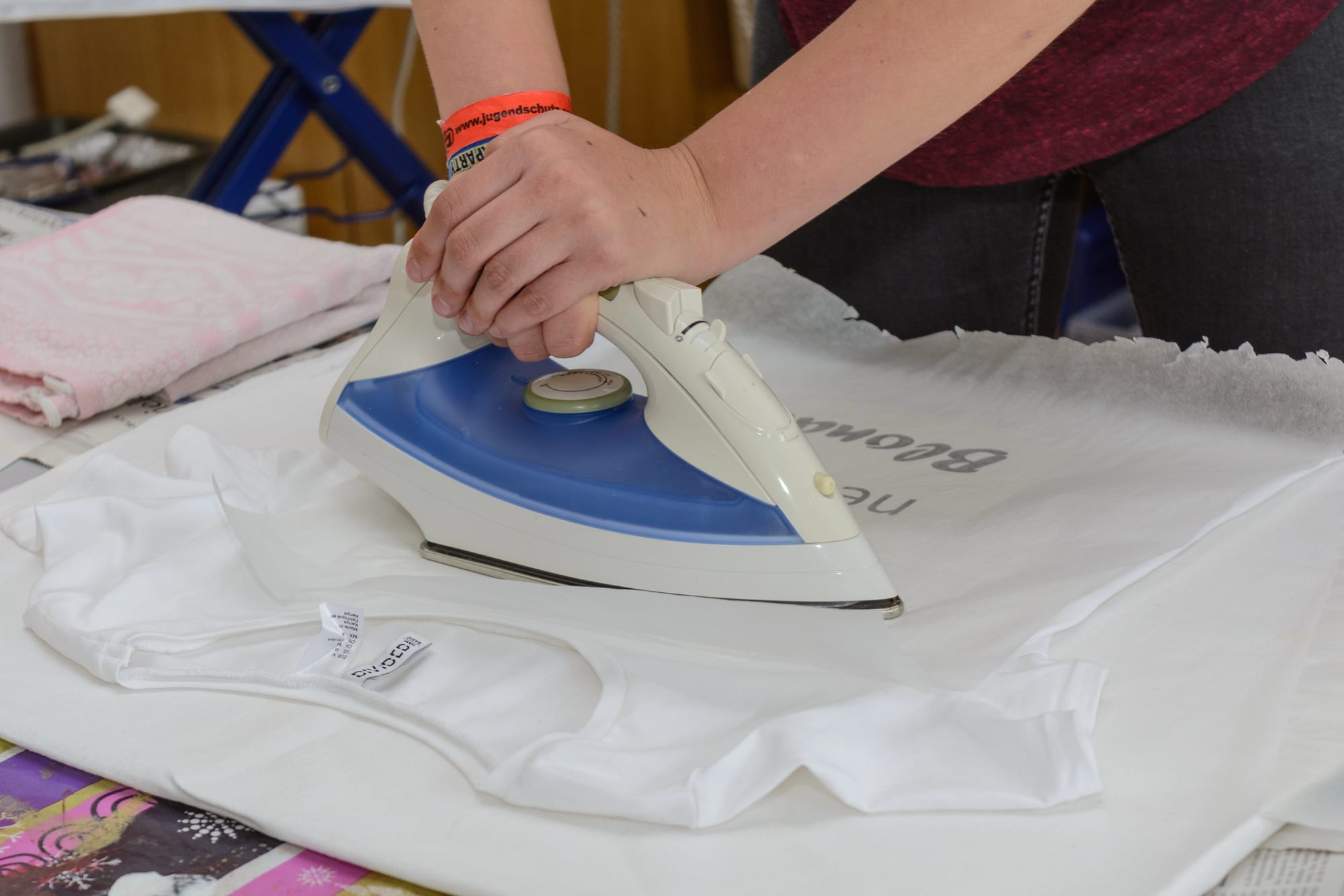 Printing a design on a T-shirt using iron-on transfer paper