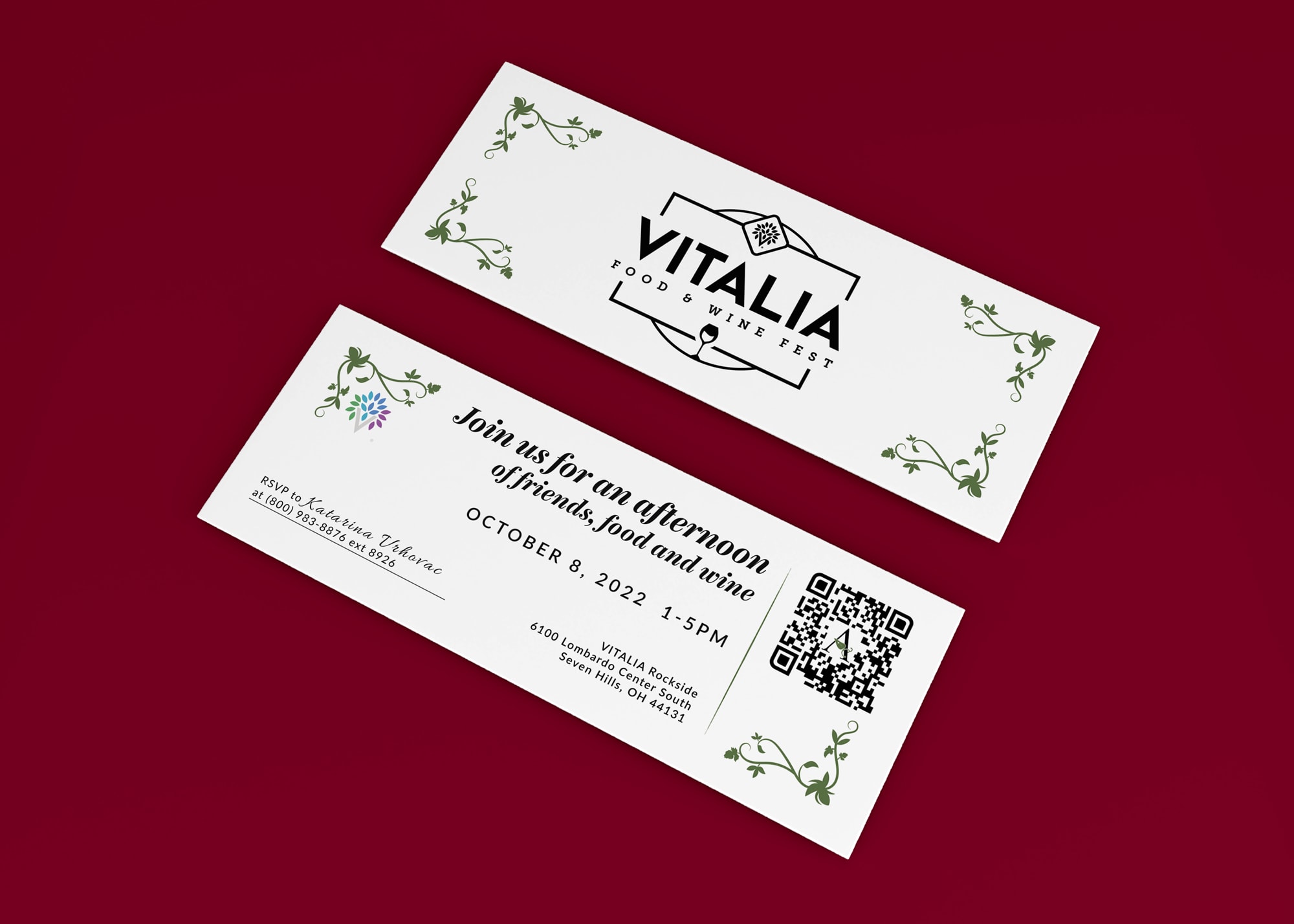 Party invitation design with QR code