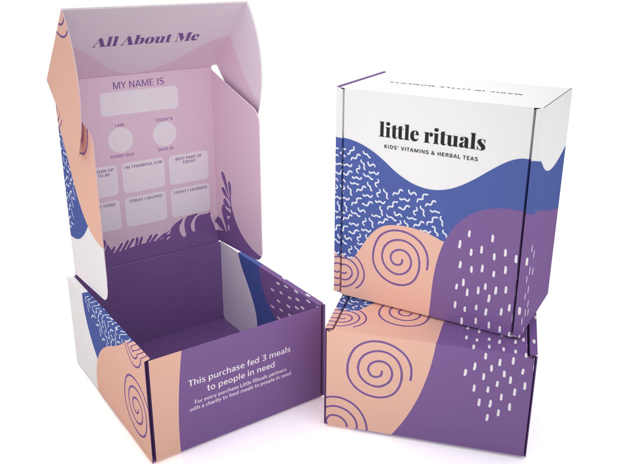 Reusable packaging design for a kids&rsquo; vitamins and herbal teas brand that includes a questionnaire for the kid to fill out