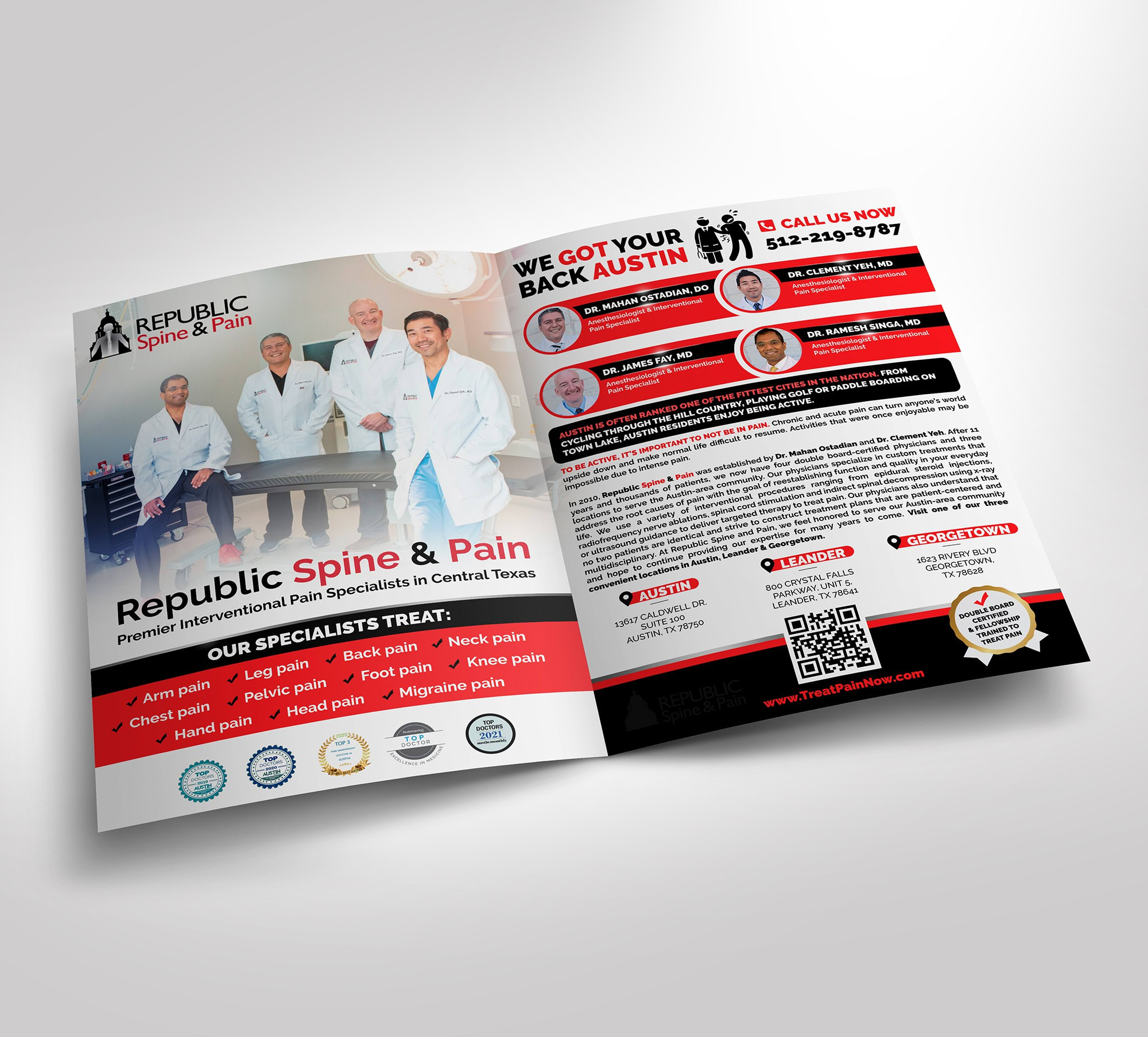 Leaflet for Republic Spine & Pain.