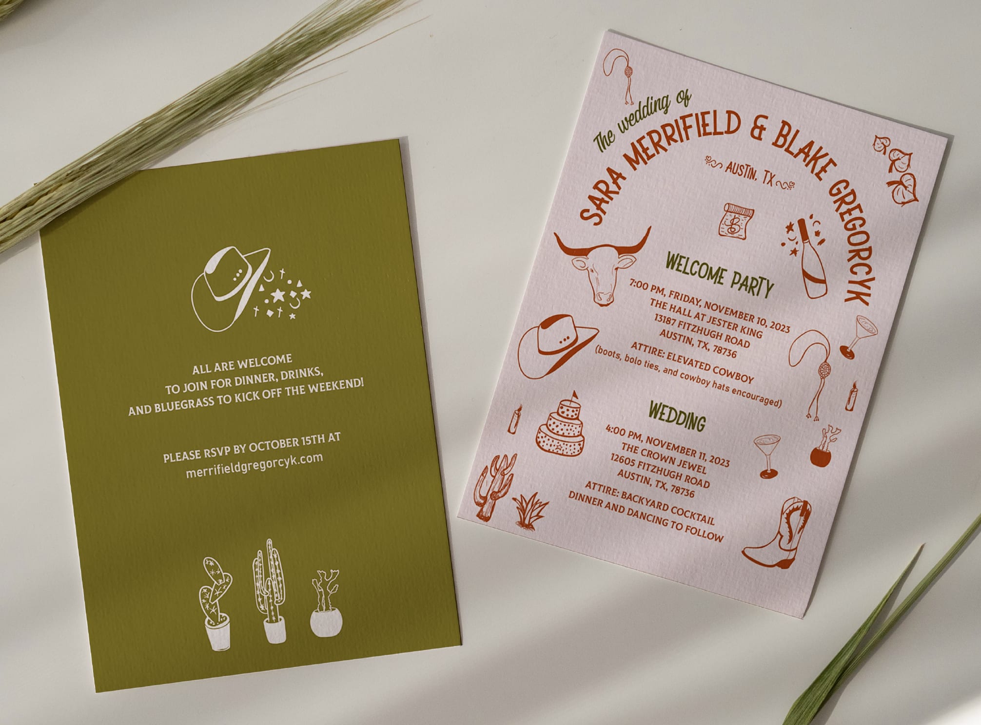 fun illustrations matched with casual wedding invitation wording