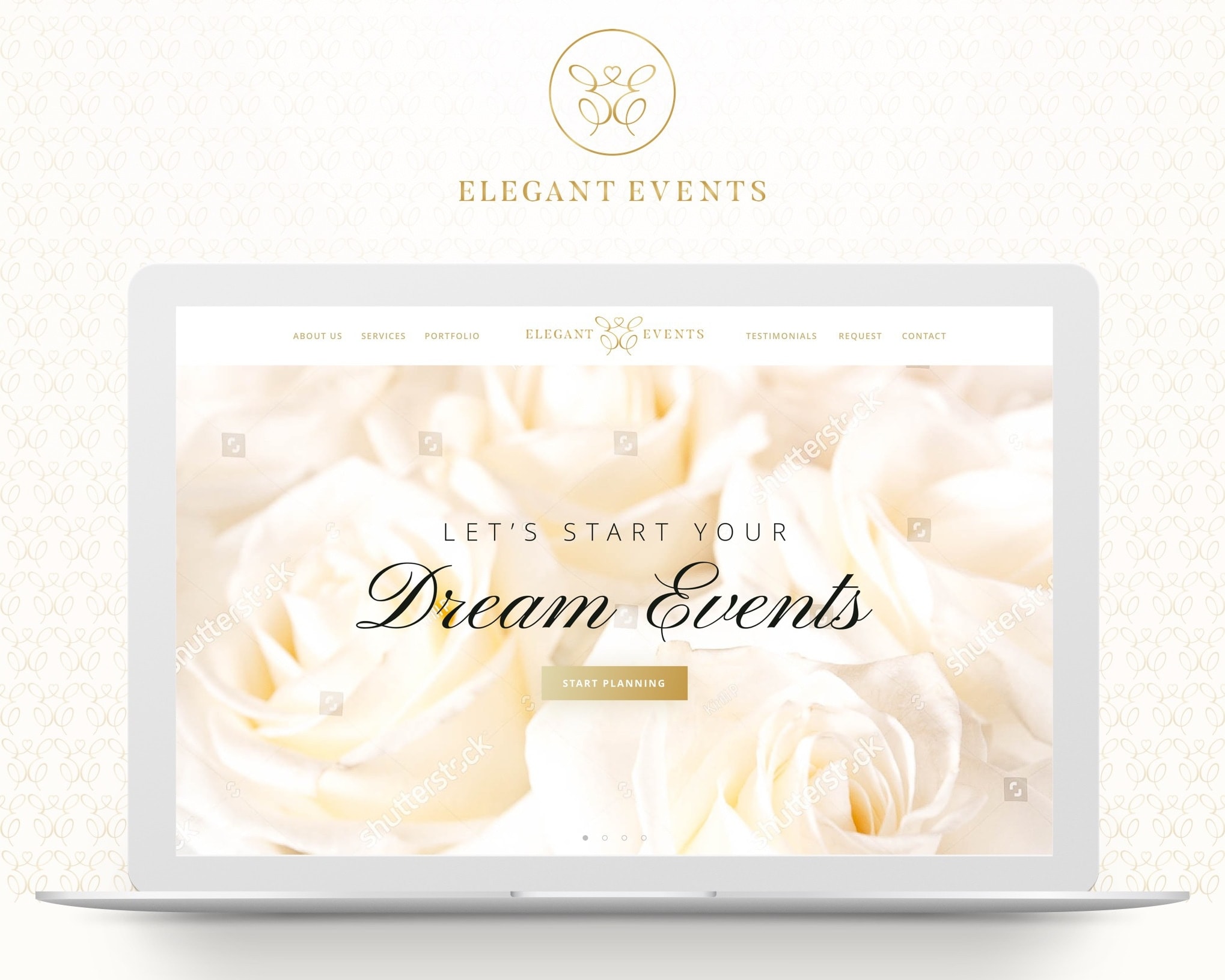 A wedding website example with neutral tones