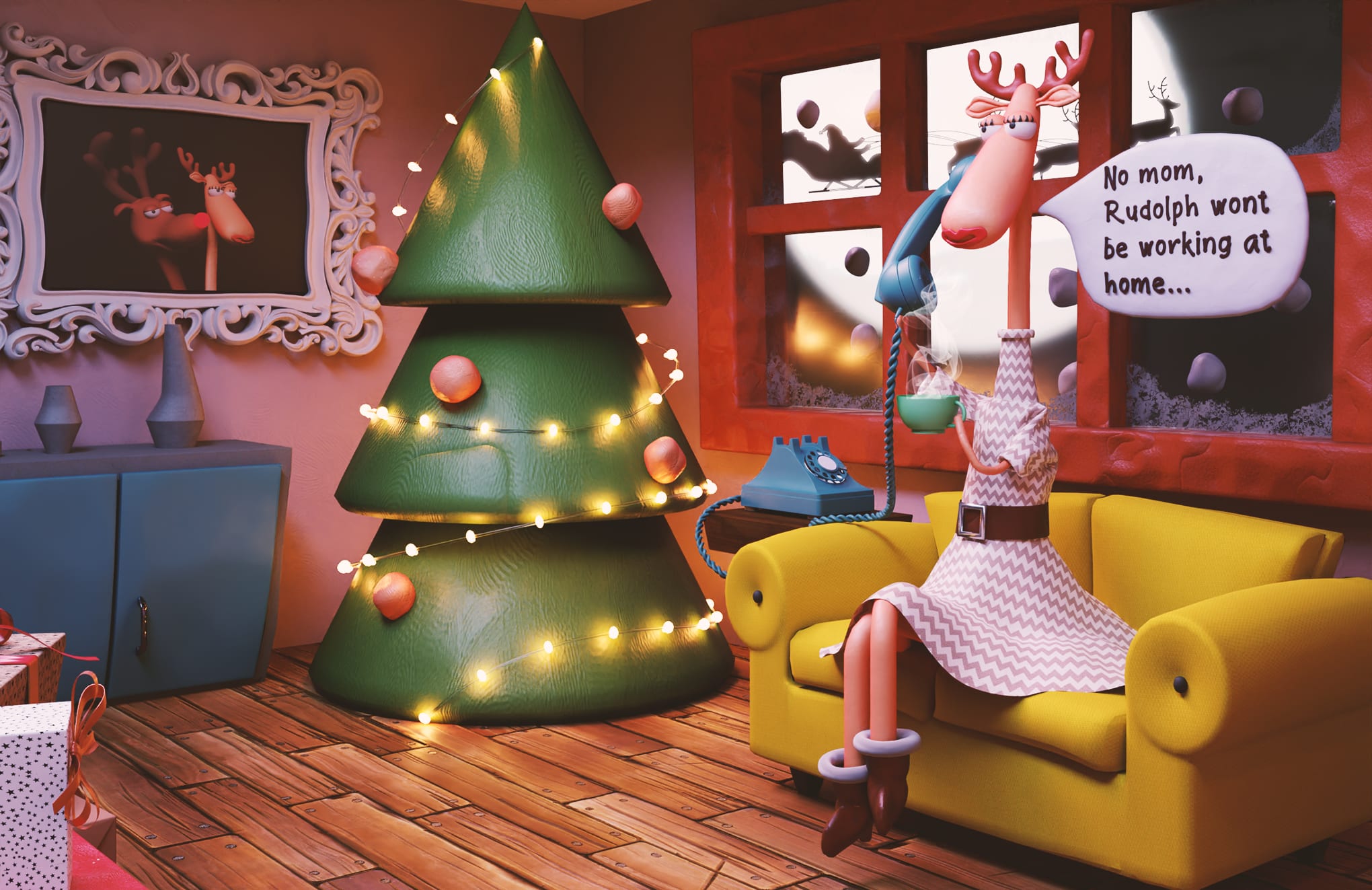 A funny holiday-themed illustration