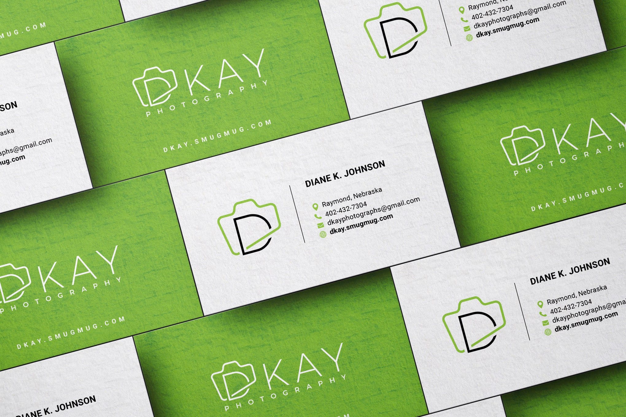 Business card featuring a geometric minimalist camera image