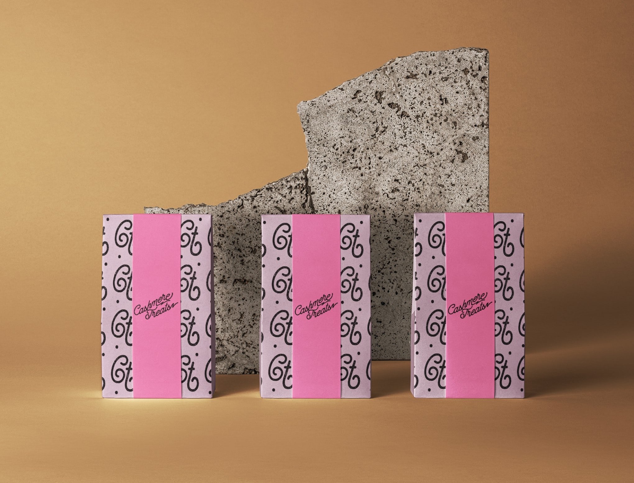 Pink packaging for fashion brand "Cashmere Treats"