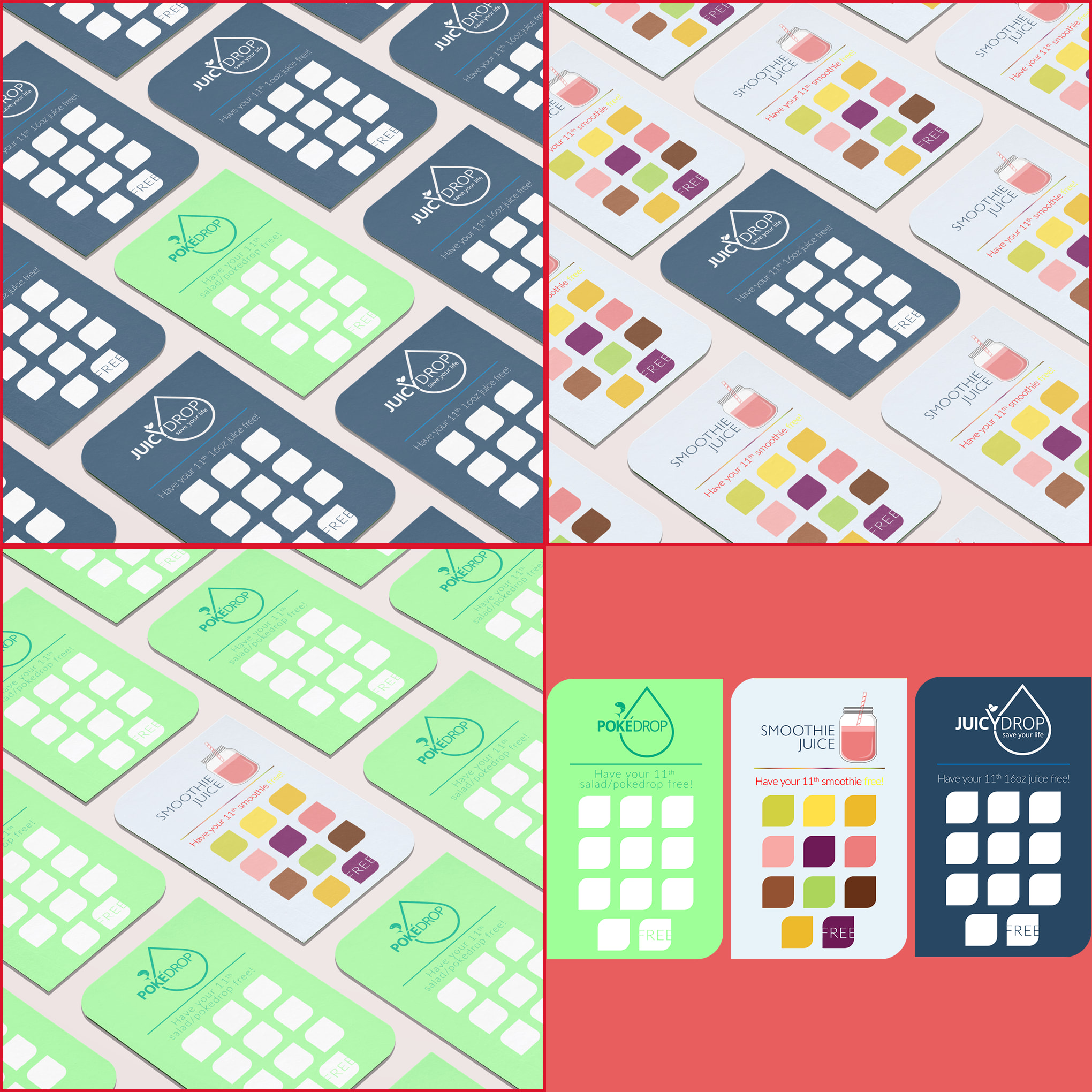 Rewards program card design for a juice brand