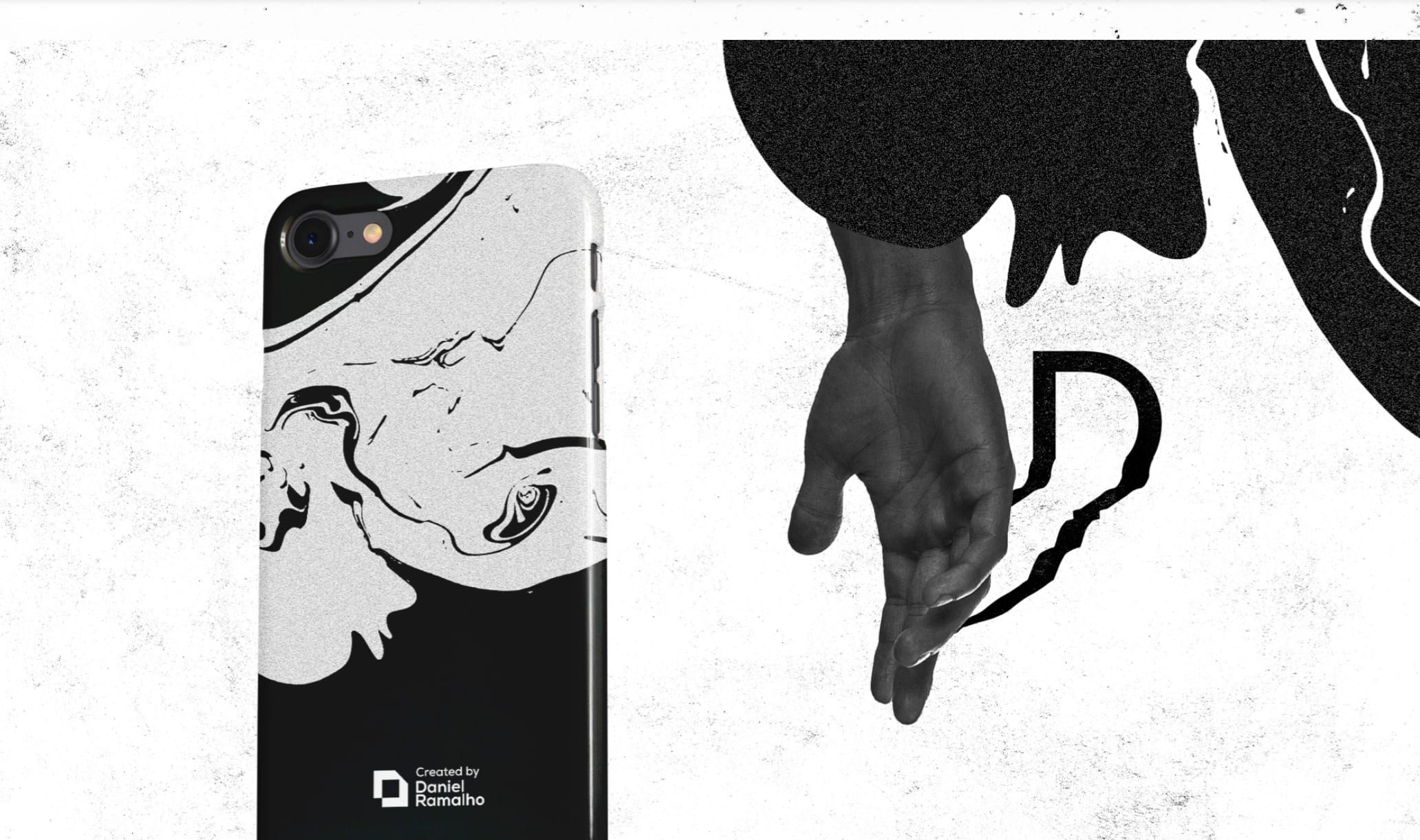 Design en noir et blanc apposé sur un iPhone