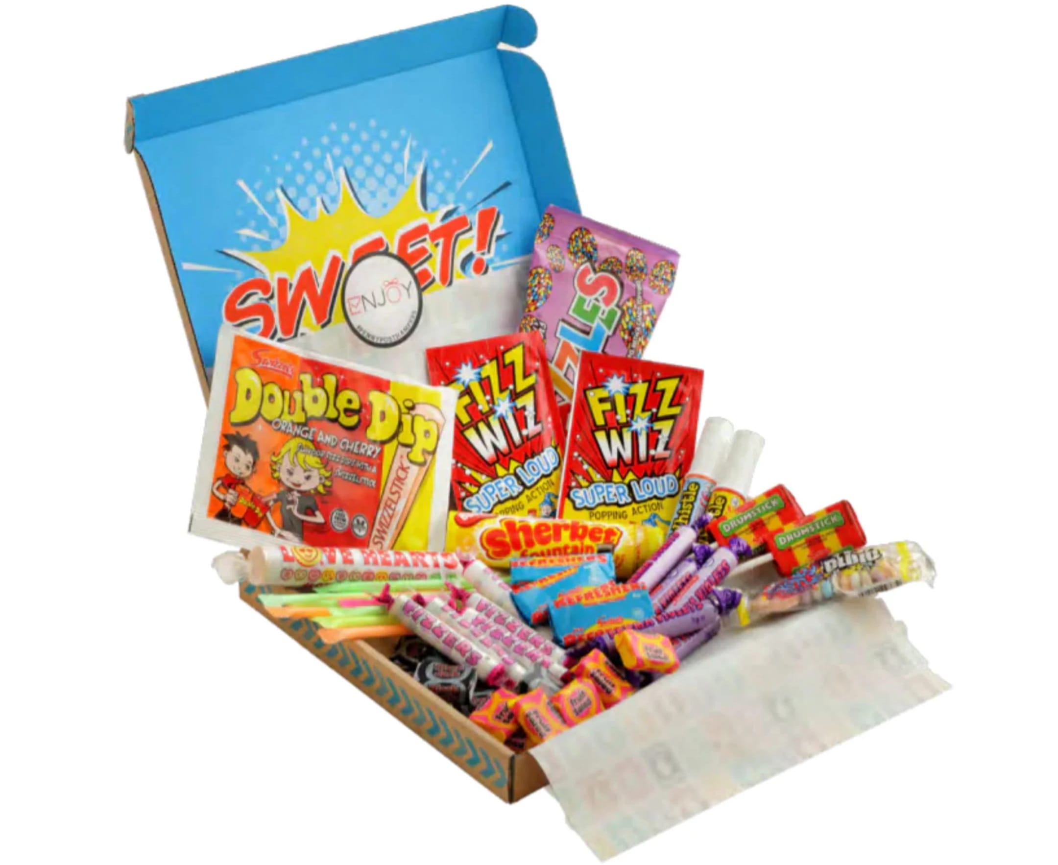 Idée cadeau pour Secret Santa : panier cadeau rétro avec bonbons