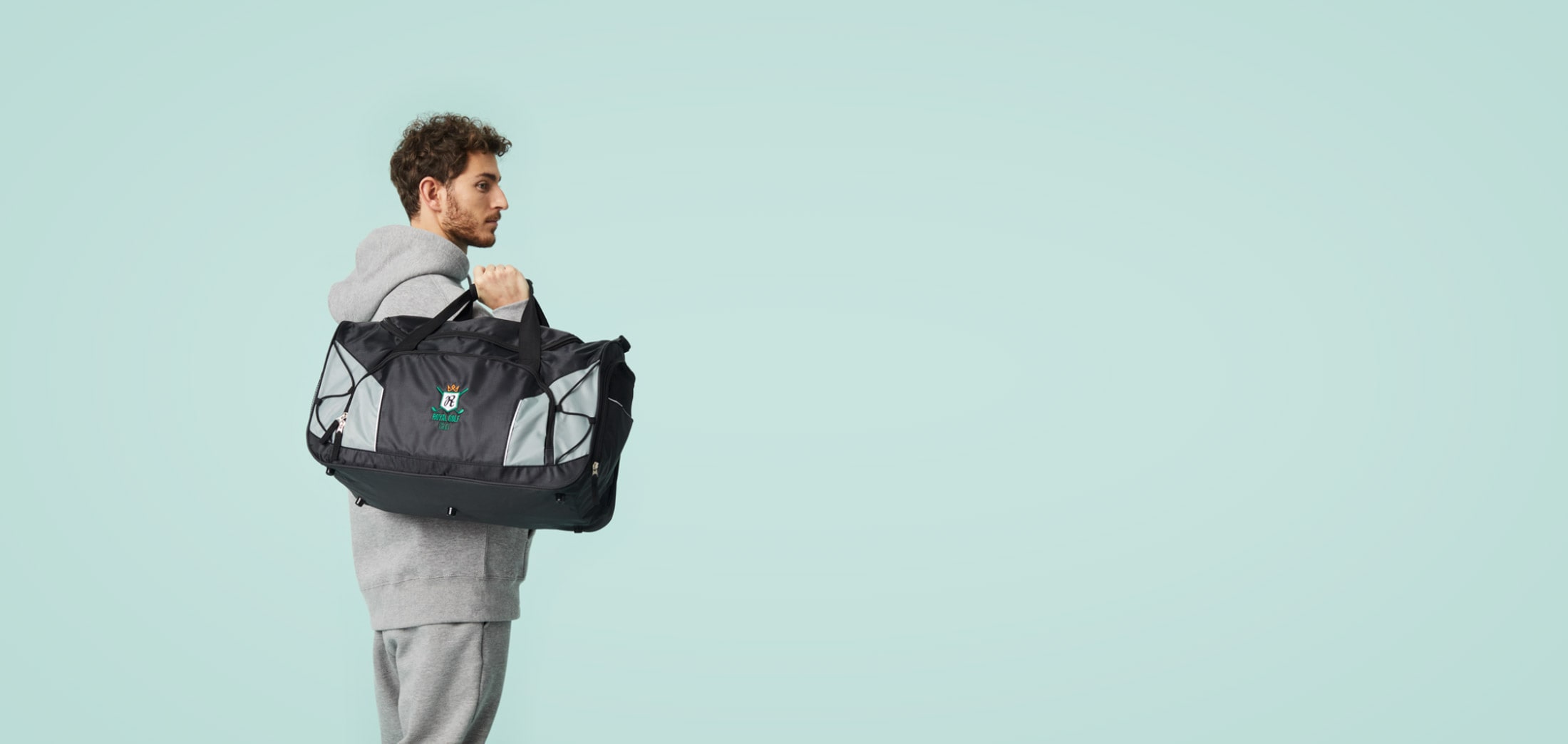 A personalised duffle bag with custom design