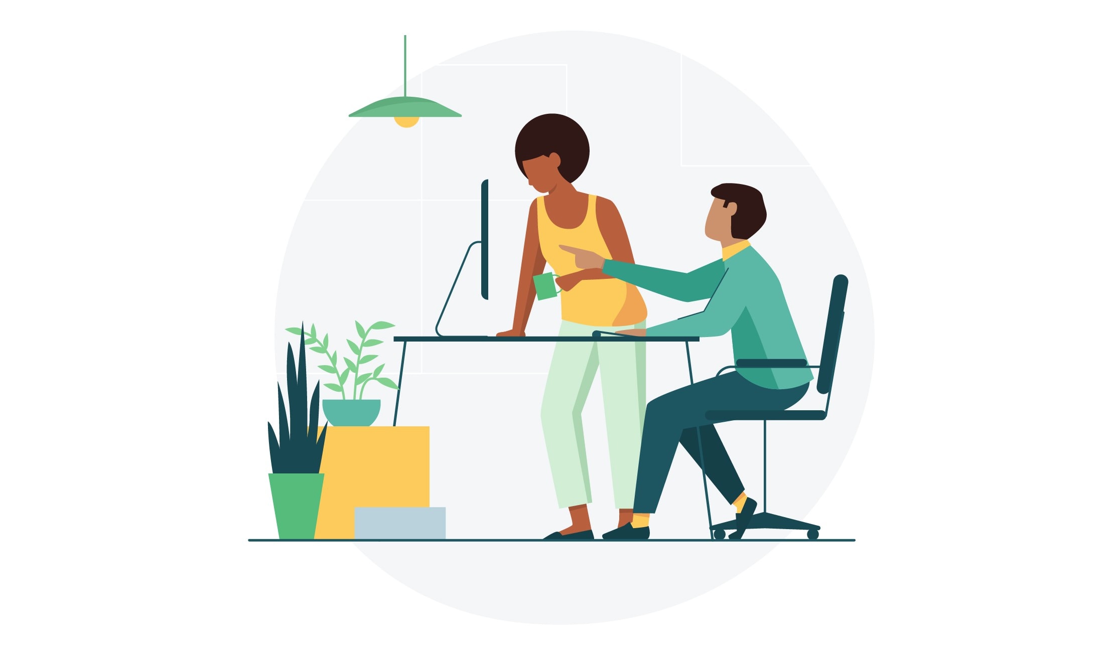 Illustration of character working at a desk