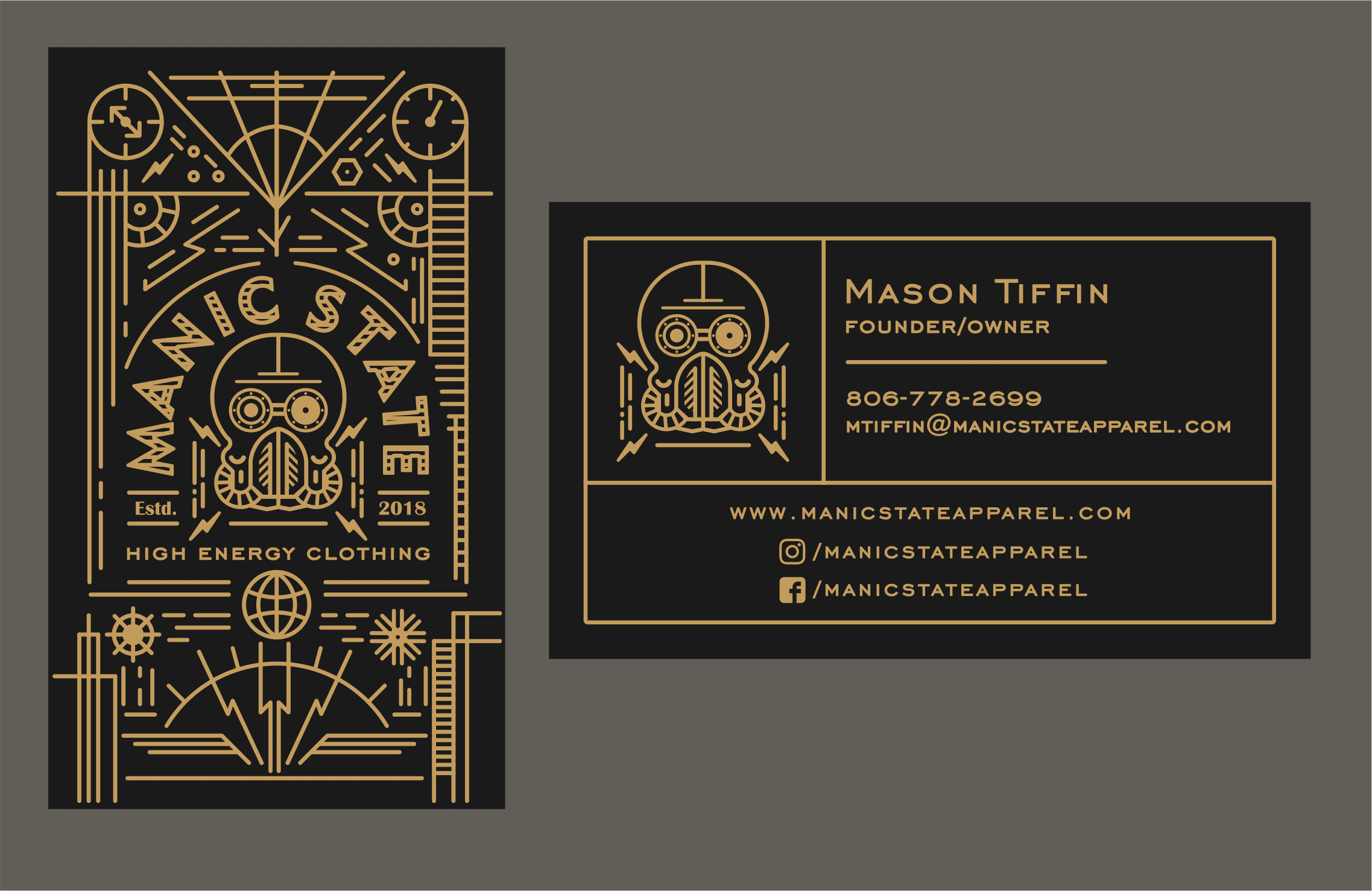 Business card design with social media icons