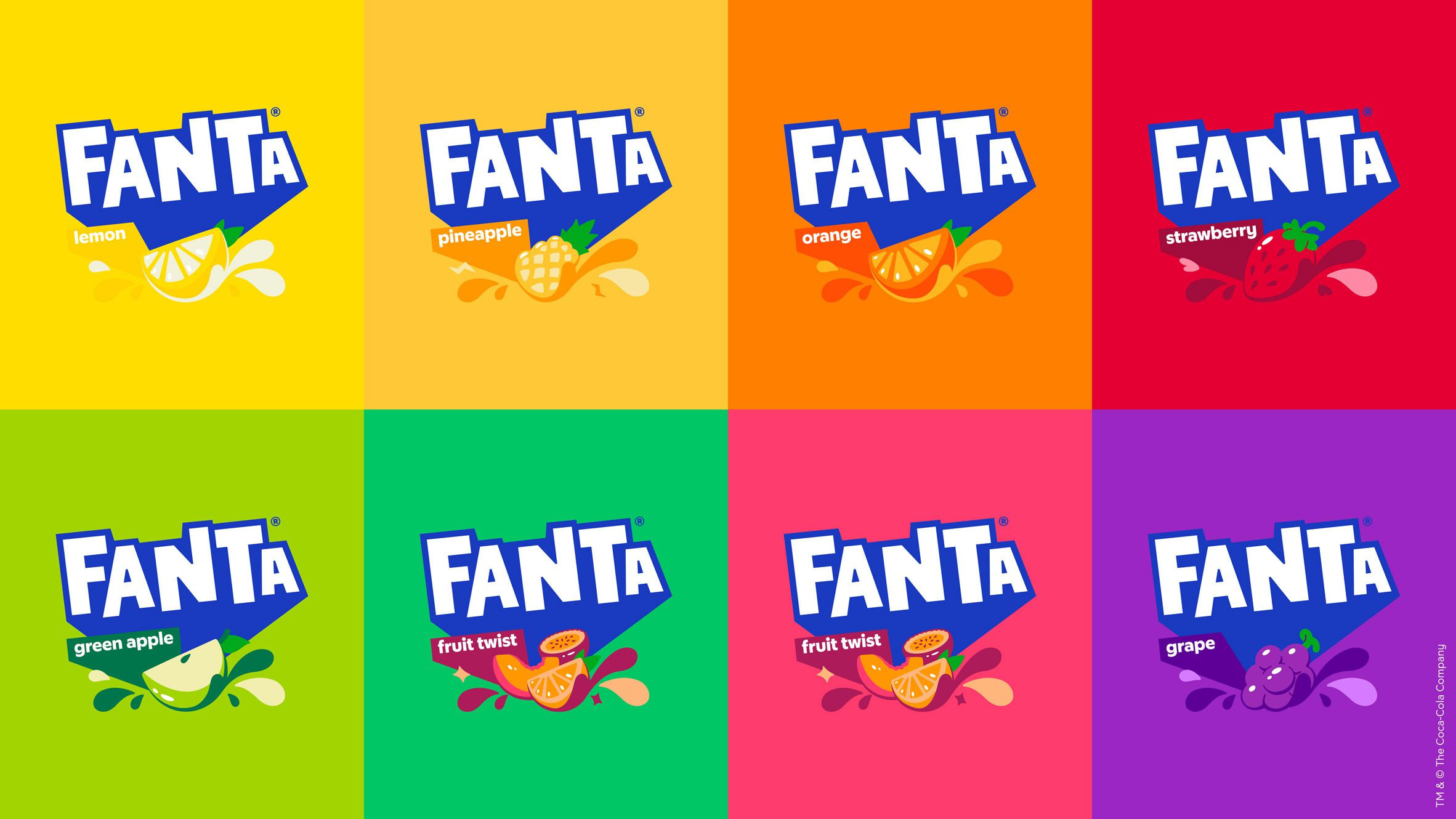 Ein Bild des Fanta-Logos zeigt den markanten Color-Blocking-Trend im Logodesign.