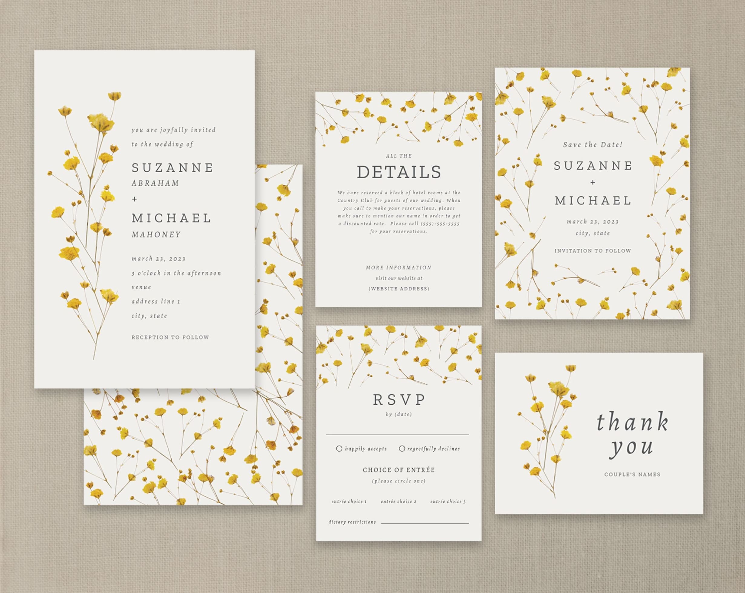 floral wedding invitation set