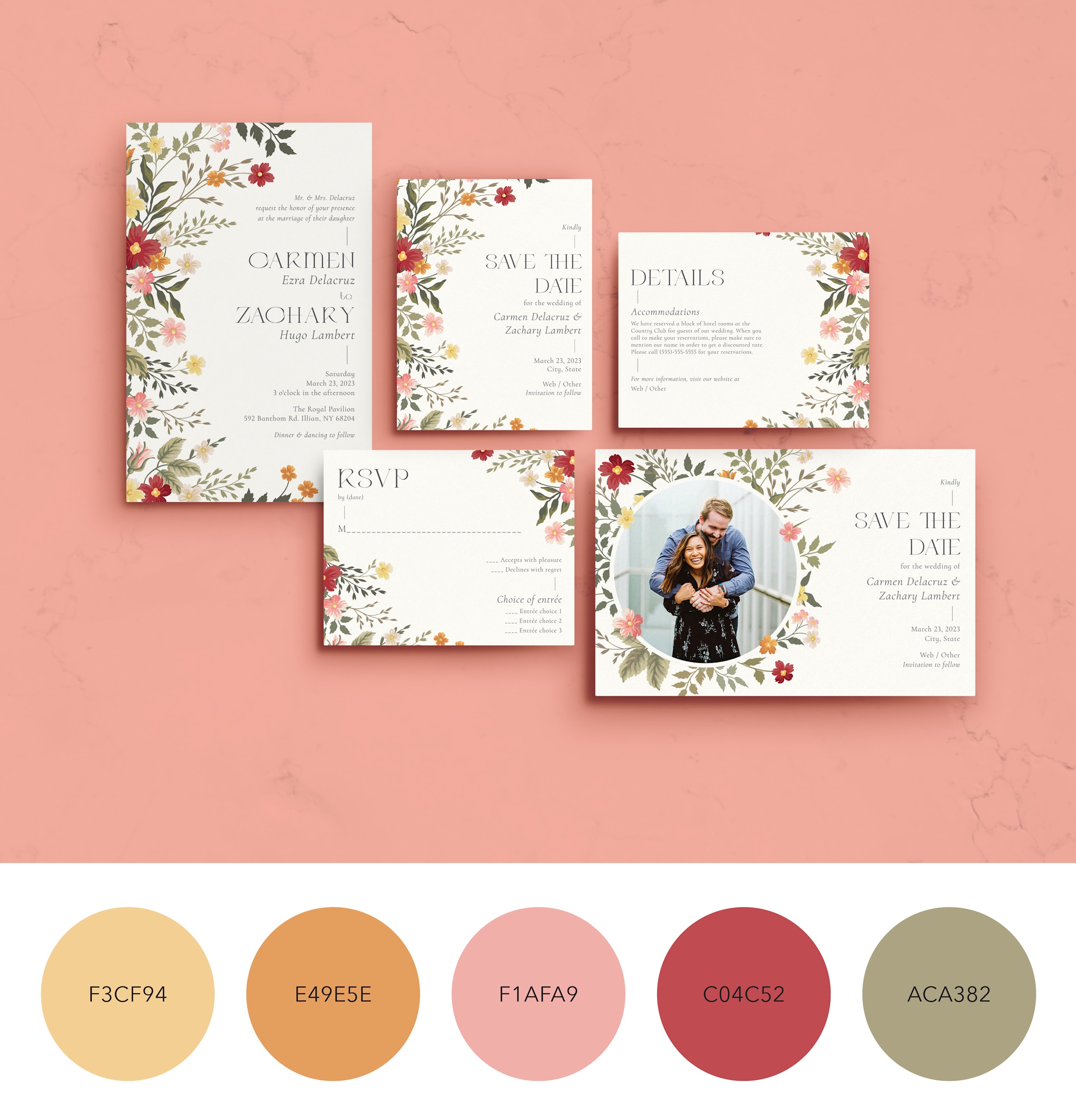 A color palette for a botanical-themed wedding