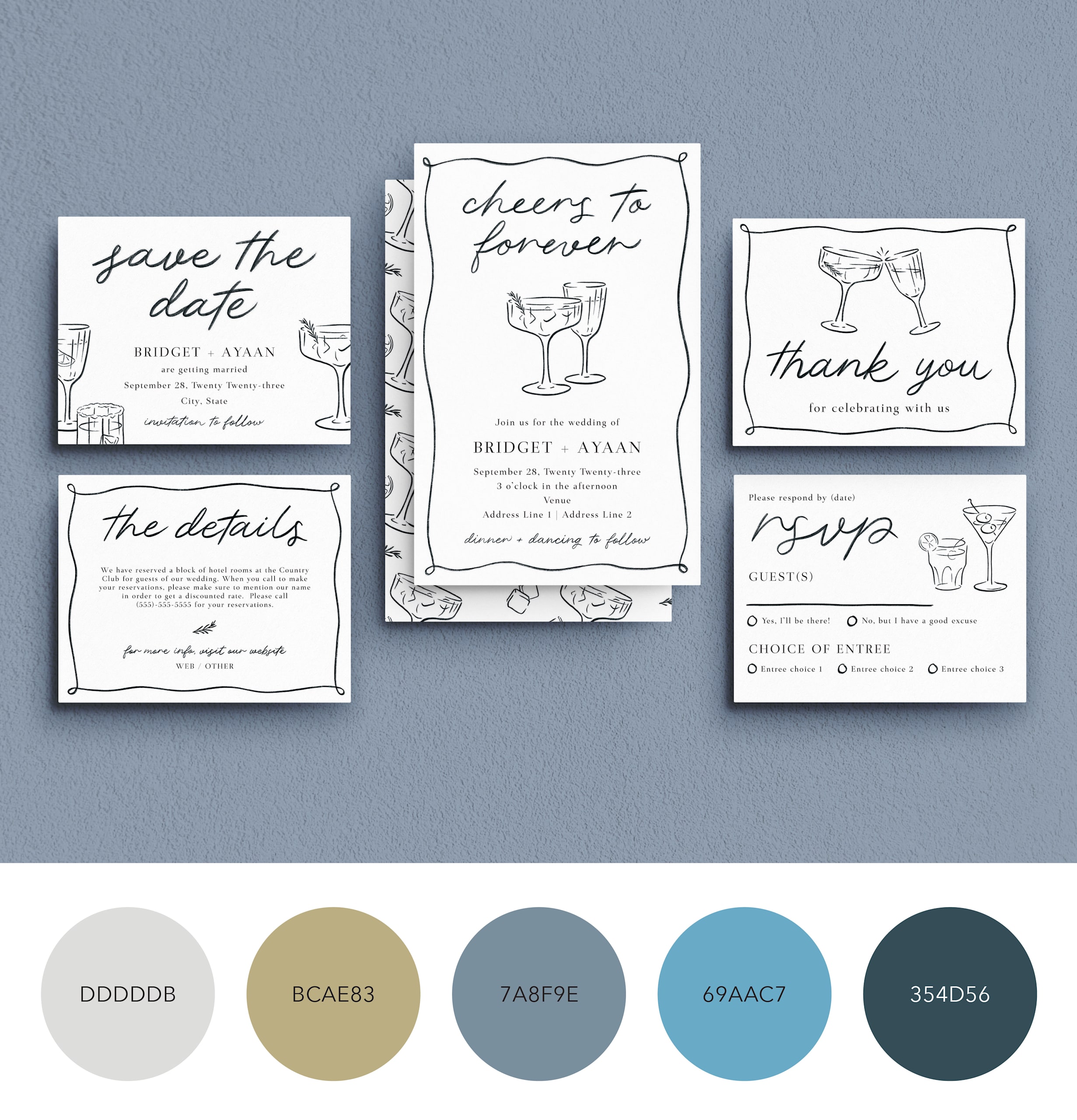 A color palette for a wedding with vintage vibes
