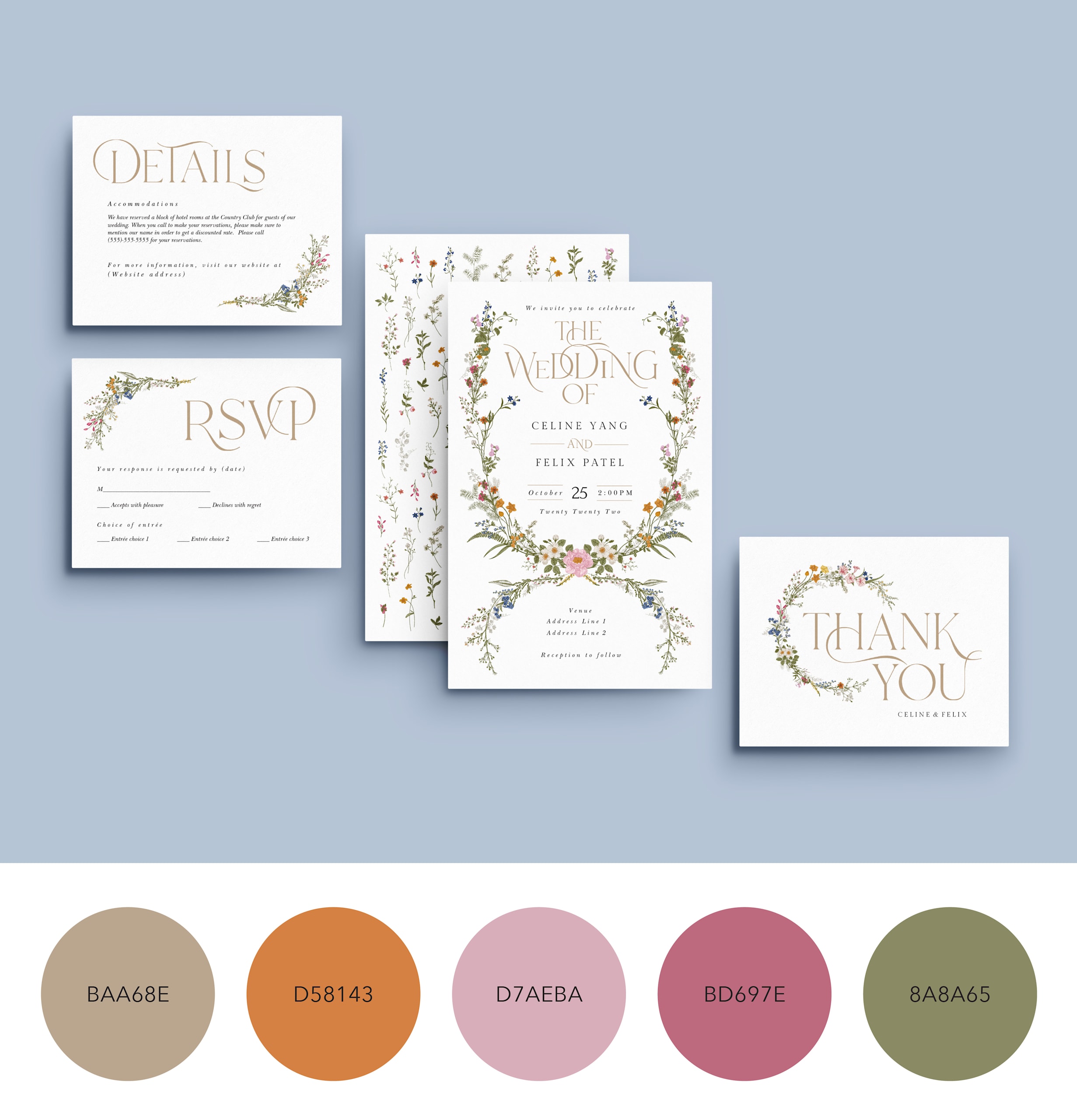 A color palette for a wedding with vintage vibes