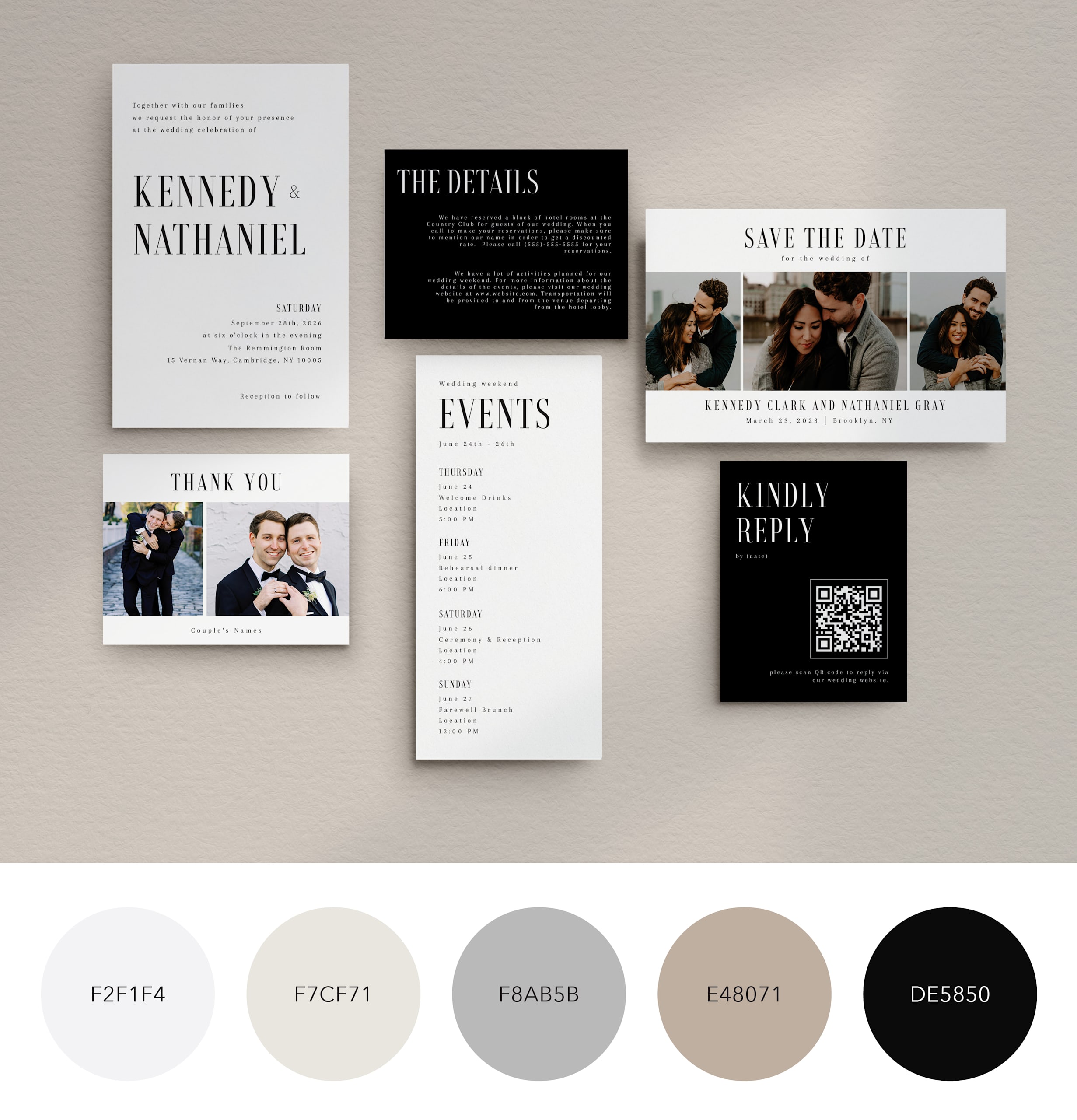 A color palette for a classic wedding