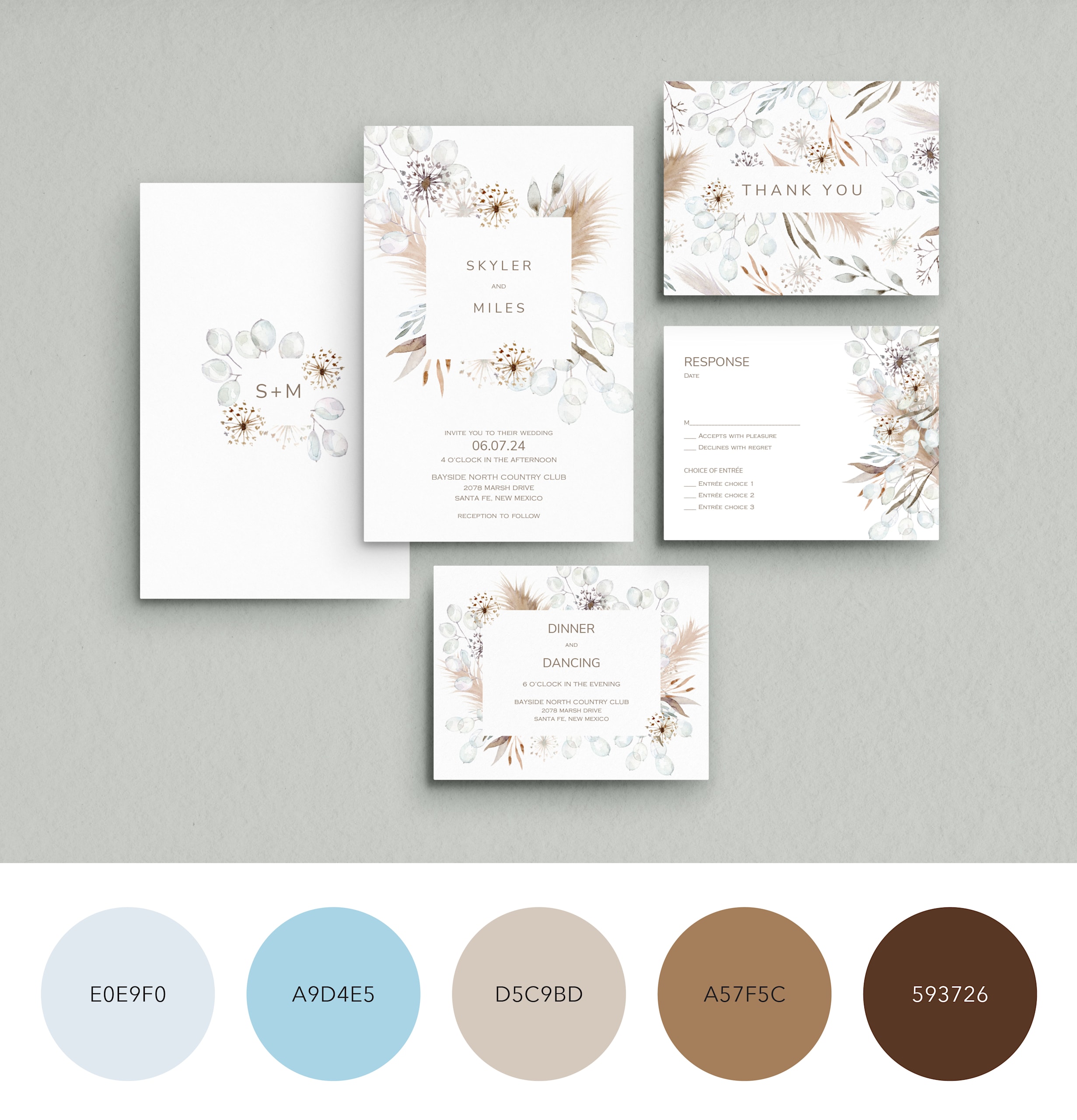 A color palette for a boho wedding