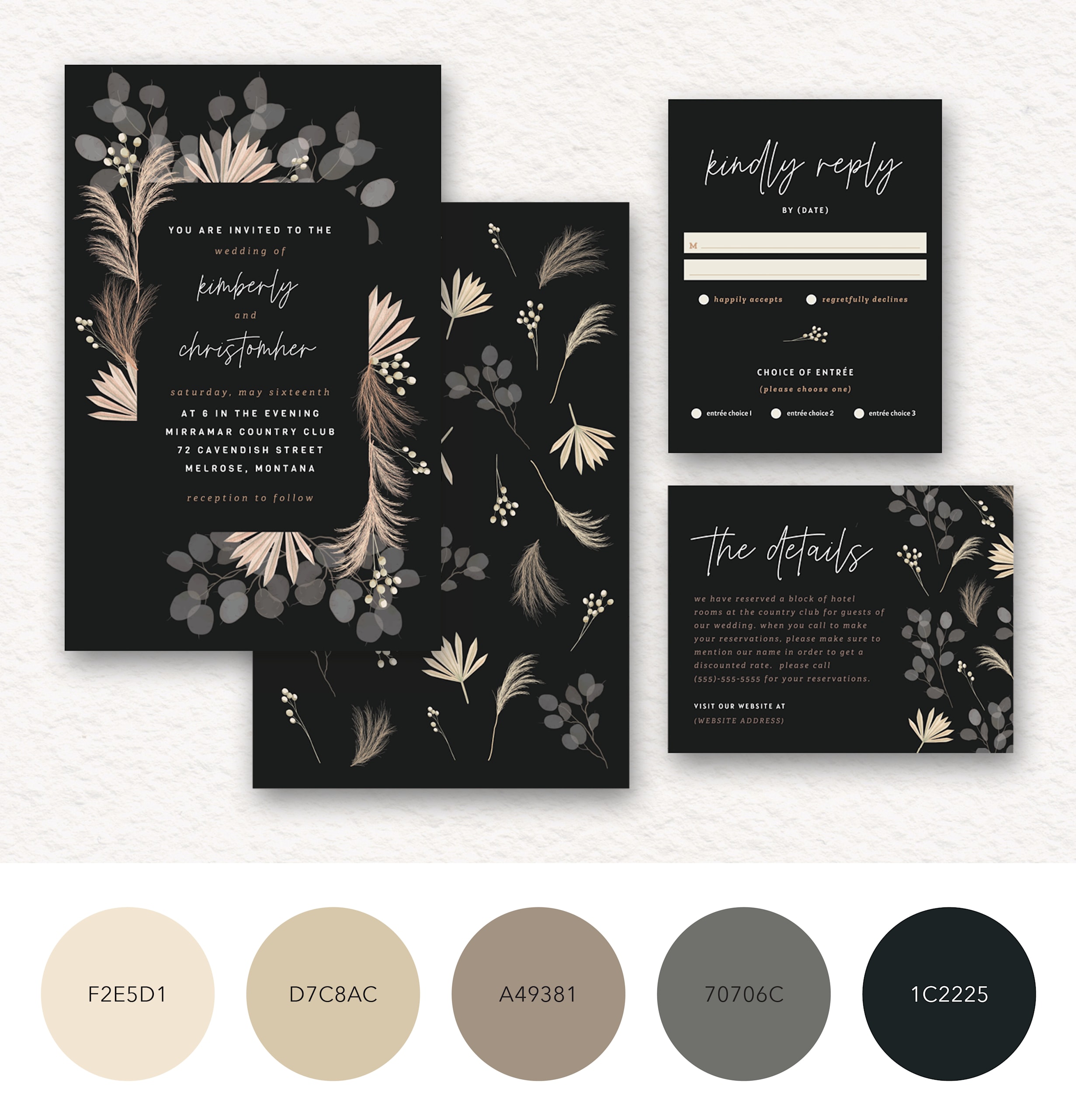 A color palette for a boho wedding