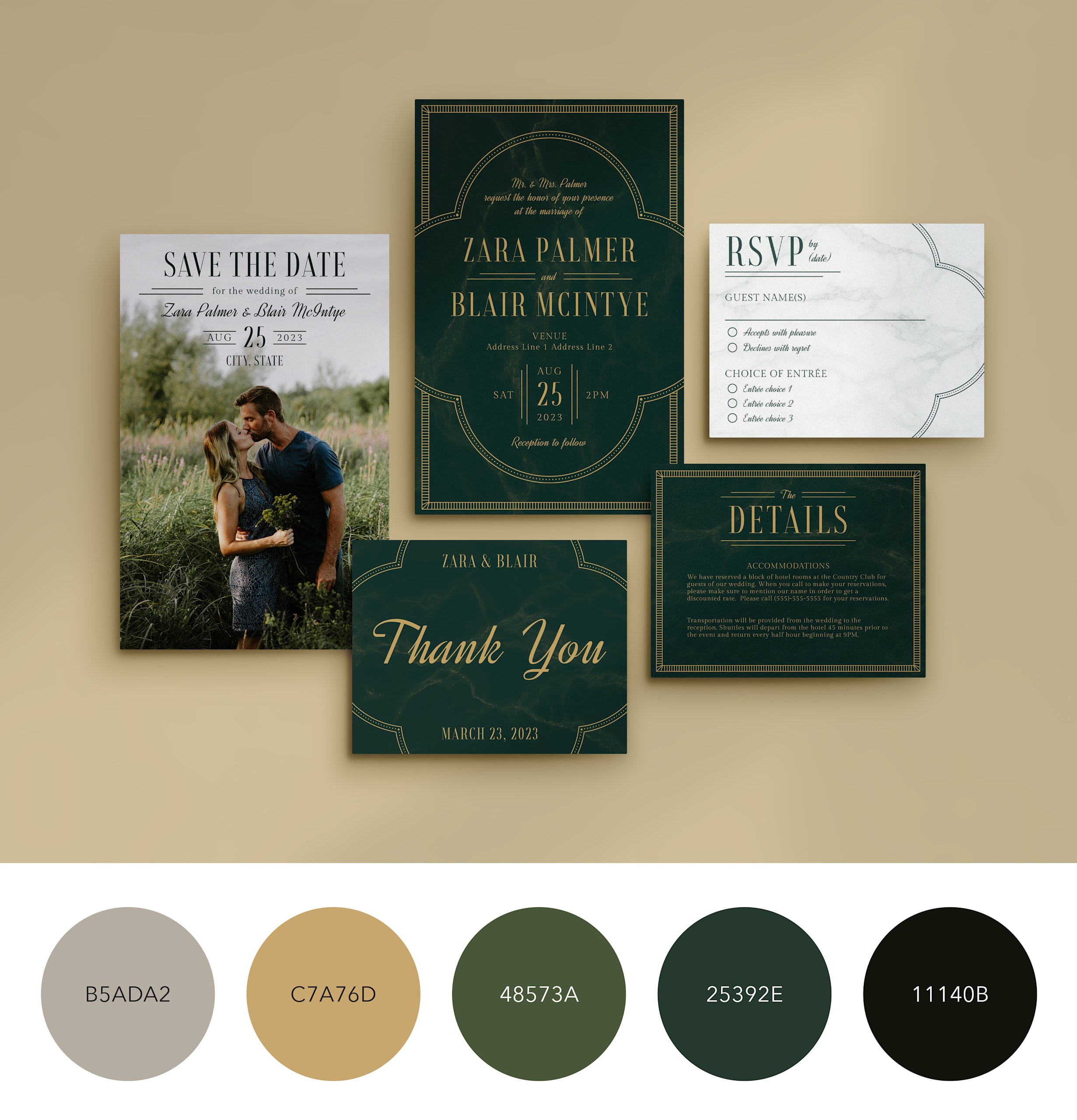 A color palette for a glamorous and elegant wedding