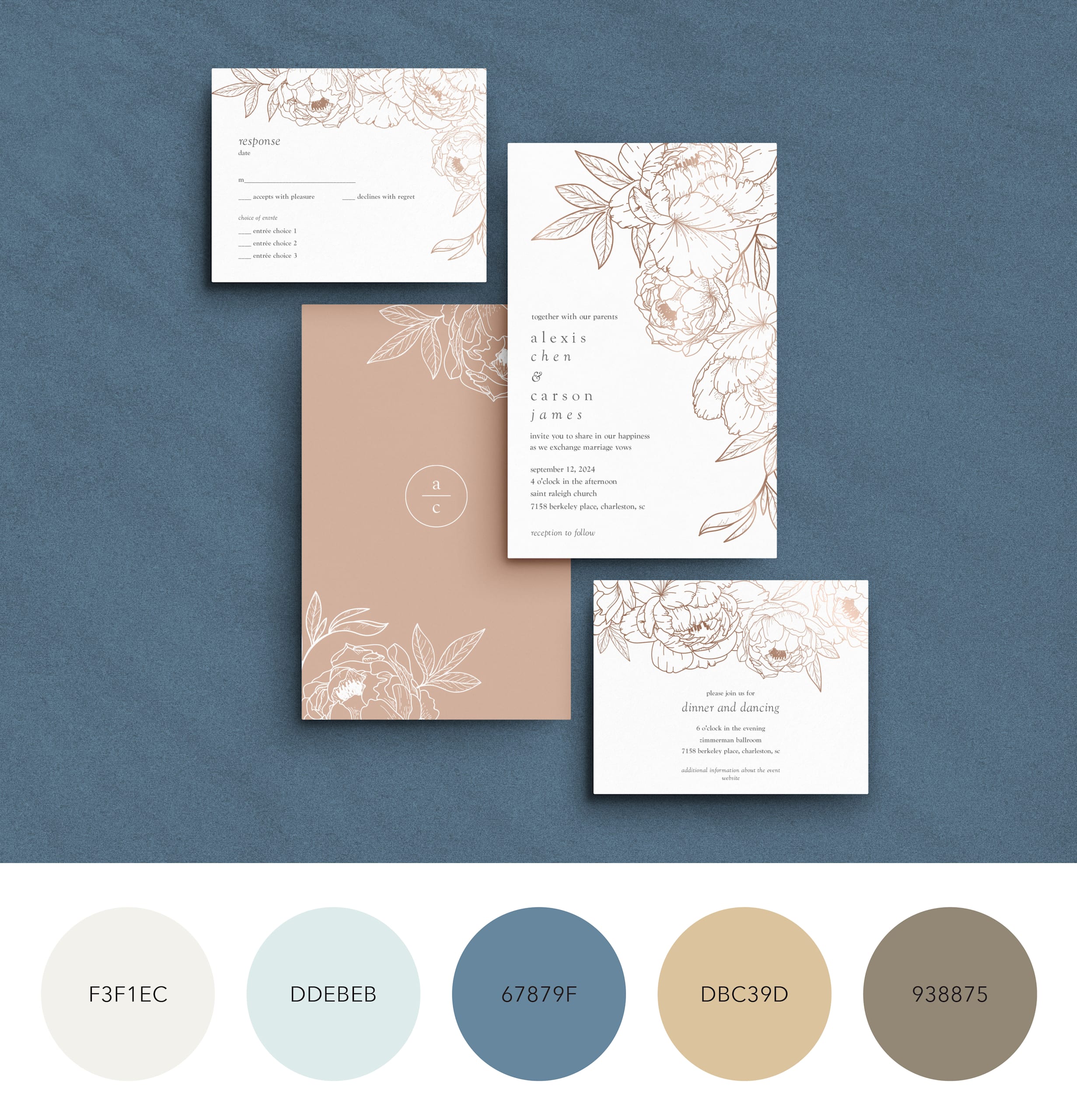A color palette for a glamorous and elegant wedding